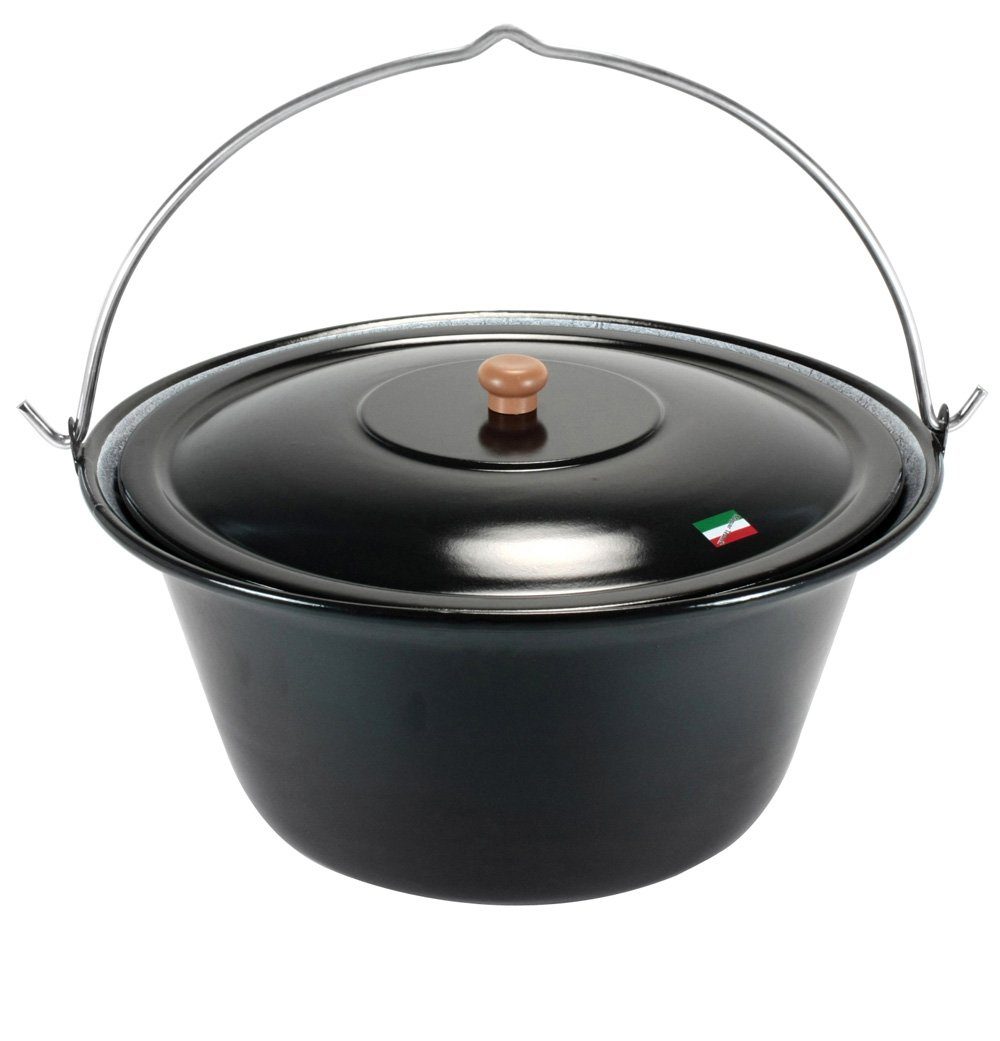 Grillplanet Holzkohlegrill Gulaschkessel von Grillplanet mit 22 Liter Inhalt und Deckel, Set