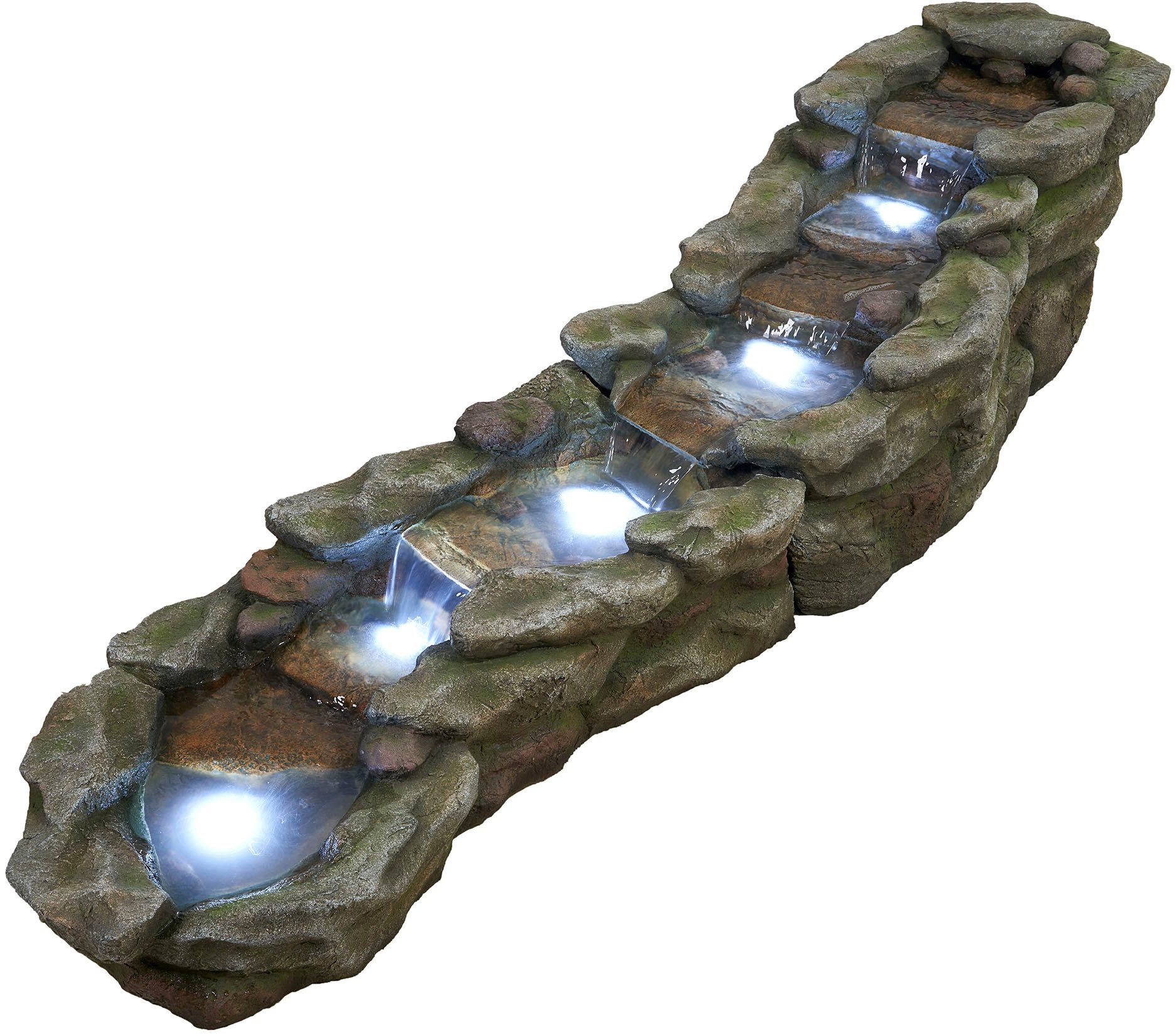 AcquaArte Gartenbrunnen Wasserspiel BREMBO, Komplettset mit LED-Beleuchtung, Pumpe und Anschlussmaterial