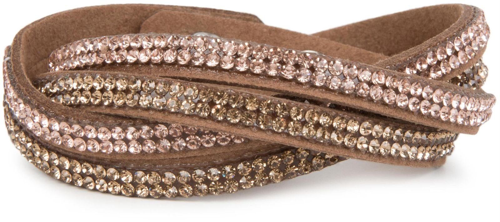 STYLEBREAKER Wickelarmband (1-tlg), Strass Wickelarmband 2x2 Reihig mehr