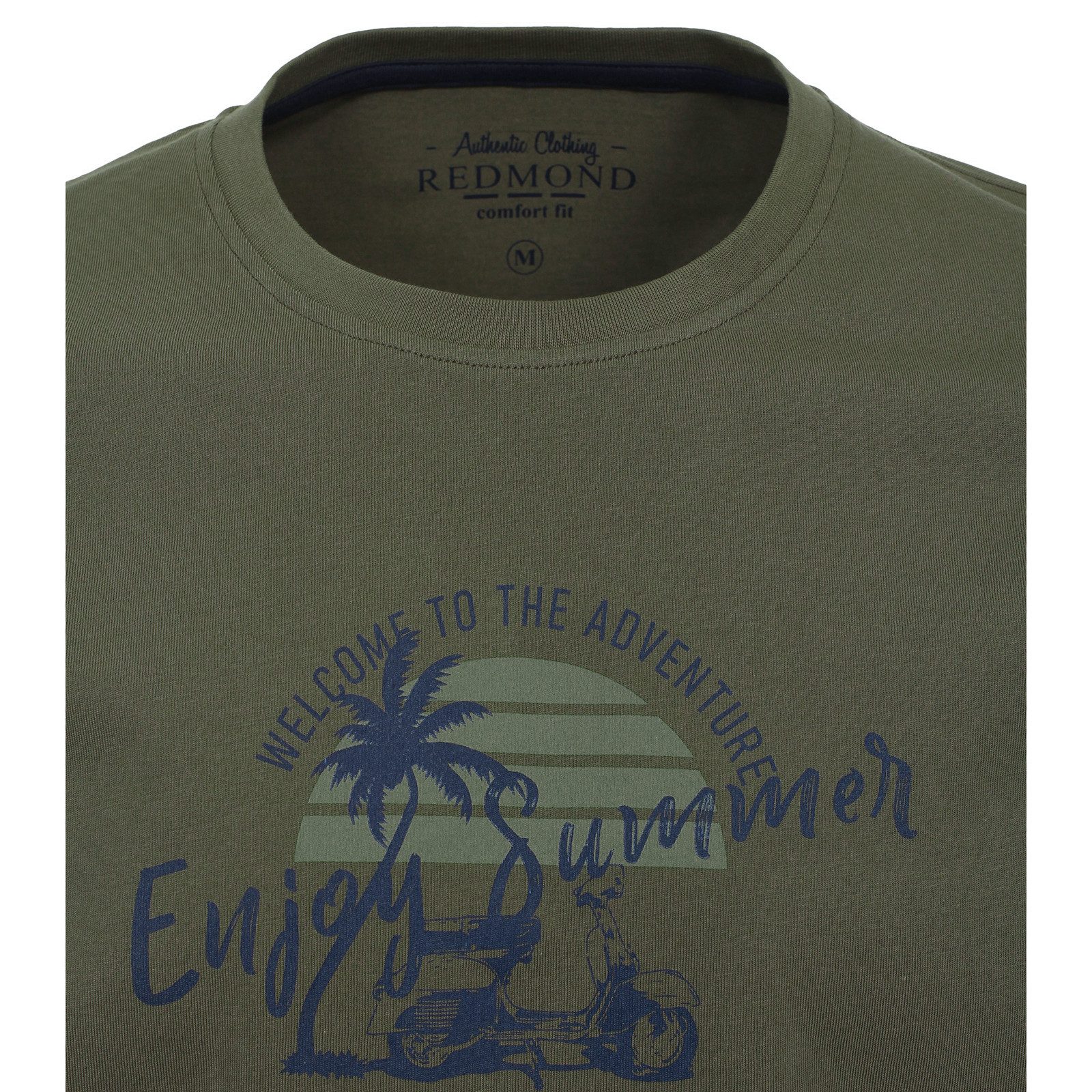 Redmond Rundhalsshirt Redmond T-Shirt XXL oliv sommerlicher Print