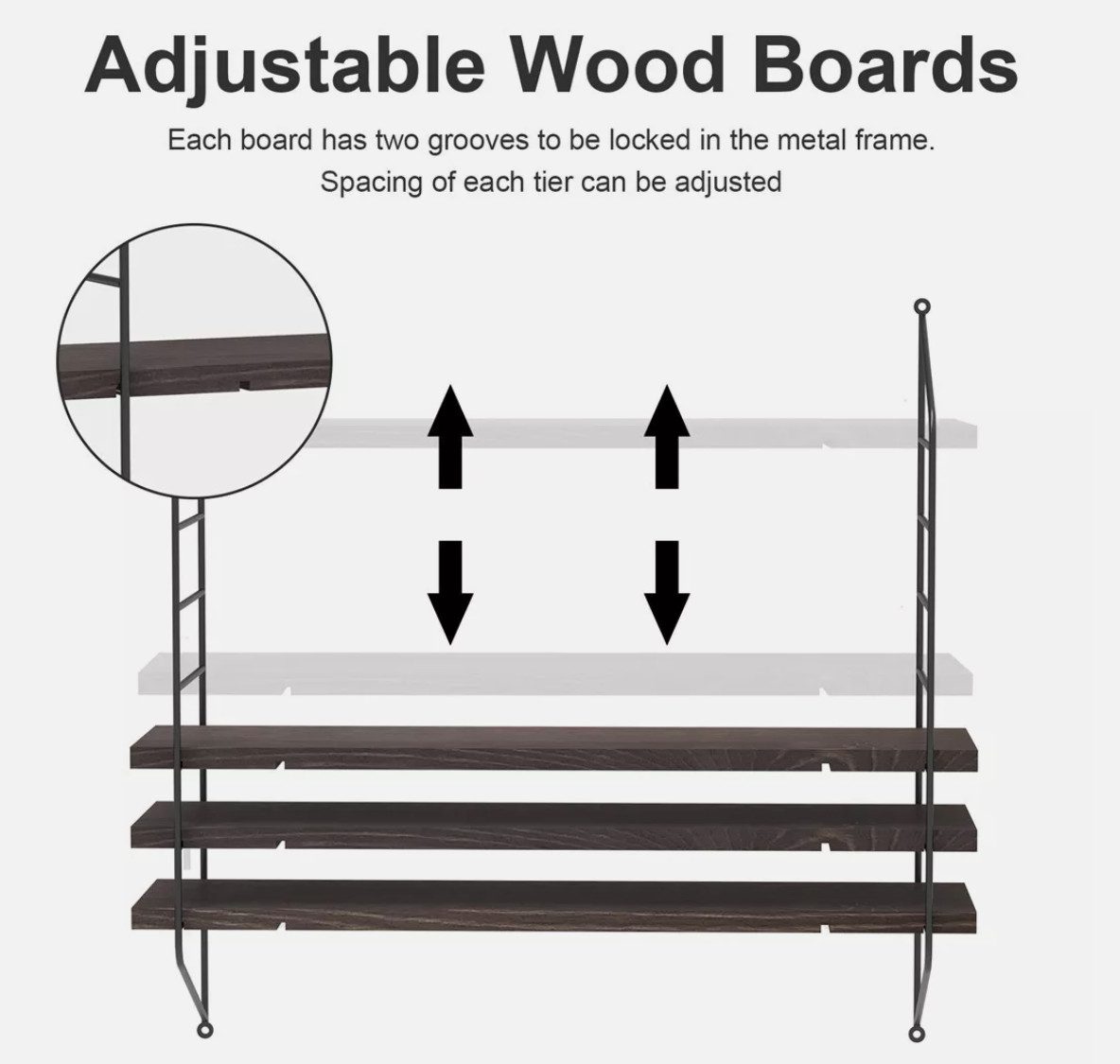 Holz Lichter Wandregal Wandregal verstellbar rustikal, Hängeregal, Schweber günstig online kaufen
