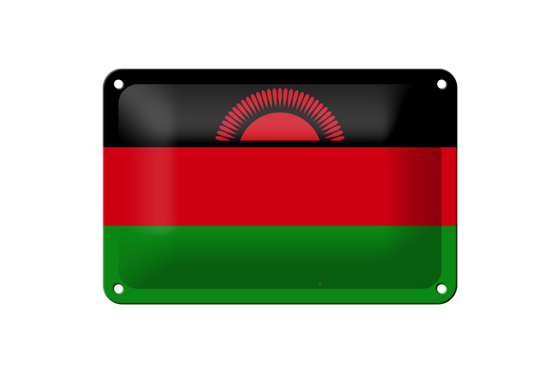 Femer GmbH Metallschild Flagge Malawis 18x12cm Flag of Malawi, (1 St), gewölbte Oberfläche, abgerundete Ecken, umgeschlagene Kanten