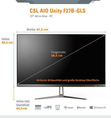 CSL Unity F27-GLS mit Windows 10 Home All-in-One PC (27 Zoll, Intel® Celeron Celeron® N4120, UHD Graphics 600, 16 GB RAM, 512 GB SSD)