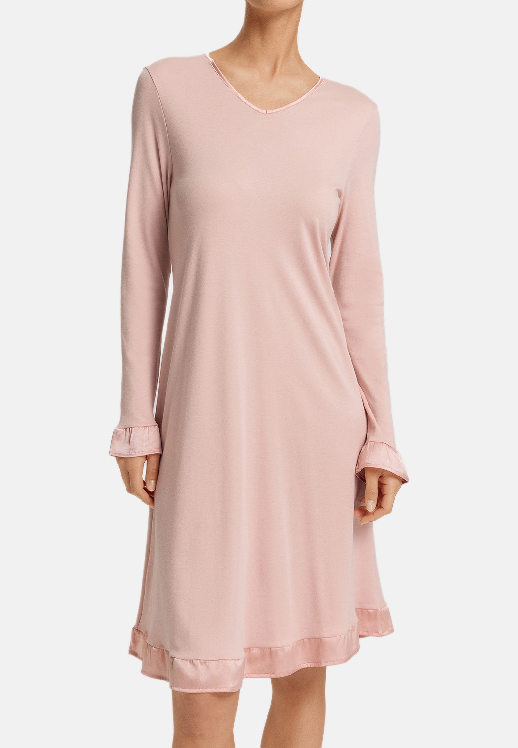 Hanro Nachthemd Claire (1-tlg) Nachthemd - Baumwolle - Atmungsaktiv - Gerüschte Seidenabschlüsse