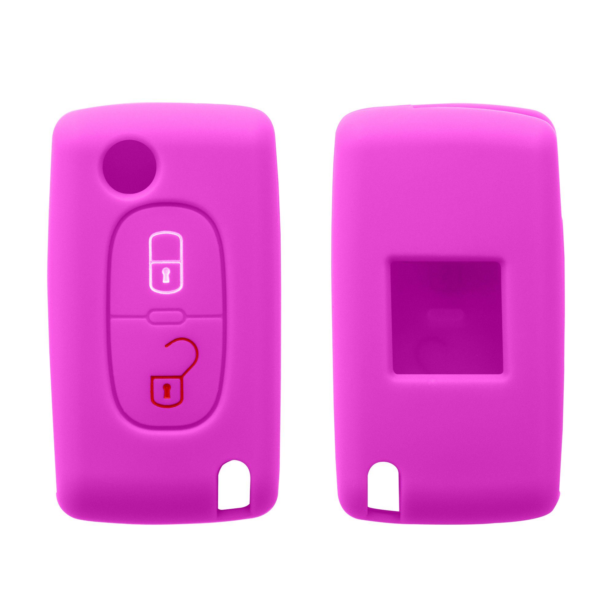 kwmobile Schlüsseltasche Autoschlüssel Silikon Hülle für Peugeot Citroen, Schlüsselhülle Schlüssel Case Cover Pink