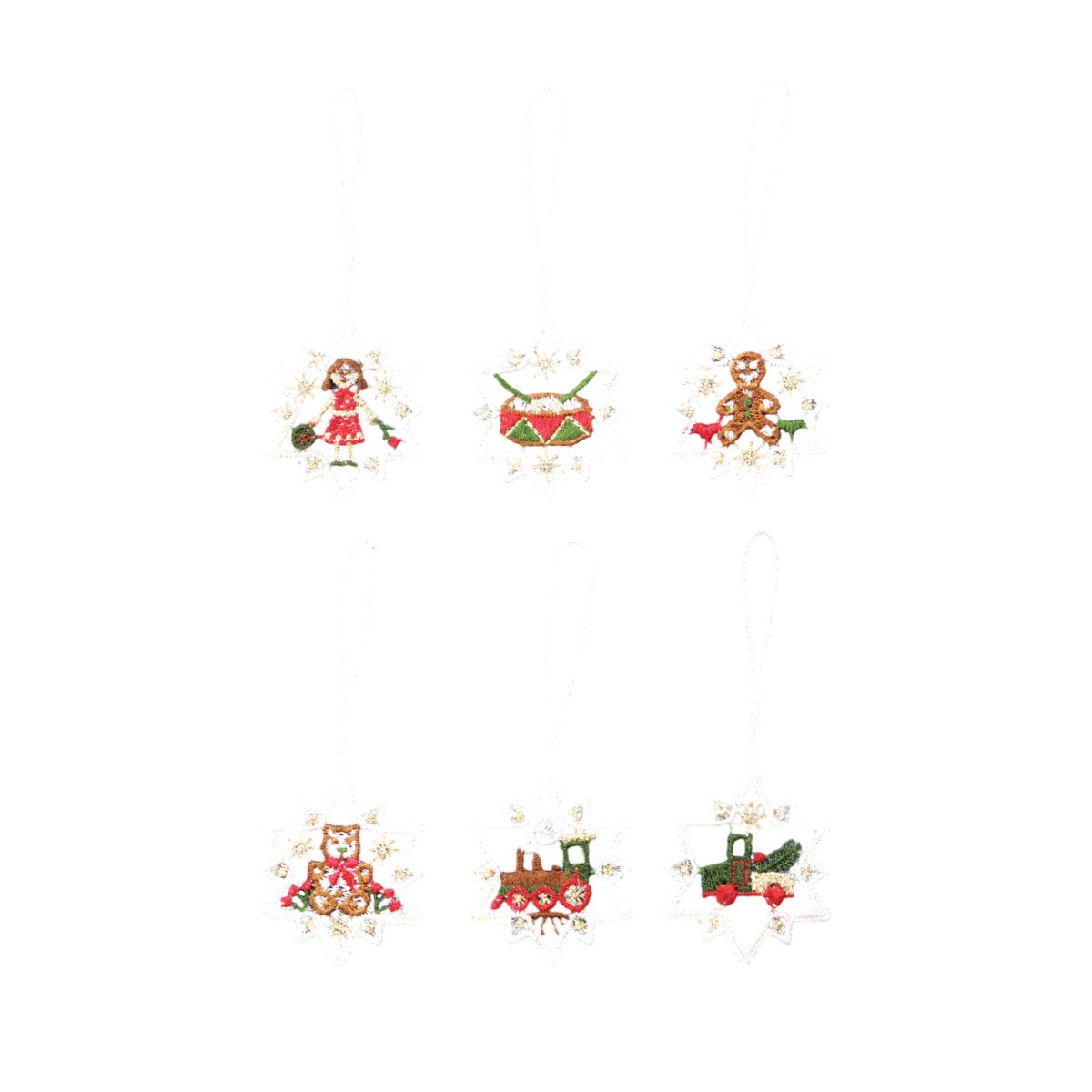 W. Reuter & Sohn - Plauener Spitze® Baumbehang Baumbehang "Kleine Sterne Kinderwelt" 6er Set, 5x5 cm, Plauener Spitze