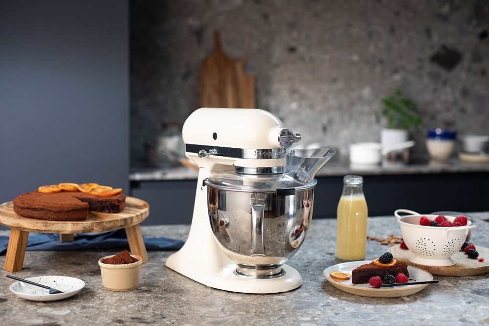 KitchenAid Küchenmaschinenschüssel KitchenAid Edelstahlschüssel 4,8 L + Easy Snap Spritzschutz Paket