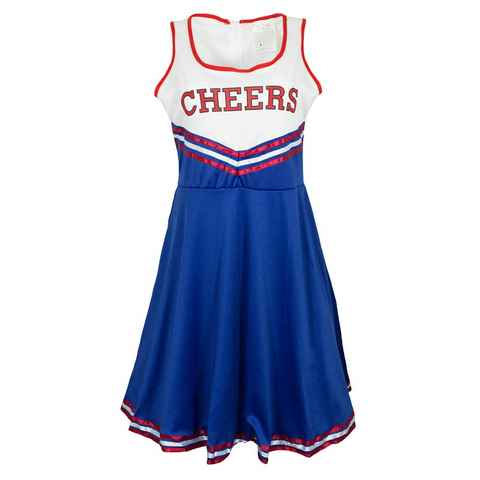 Funny Fashion Kostüm Cheerleader Kostüm für Damen - Blau Weiß Rot - Karneval Mottoparty