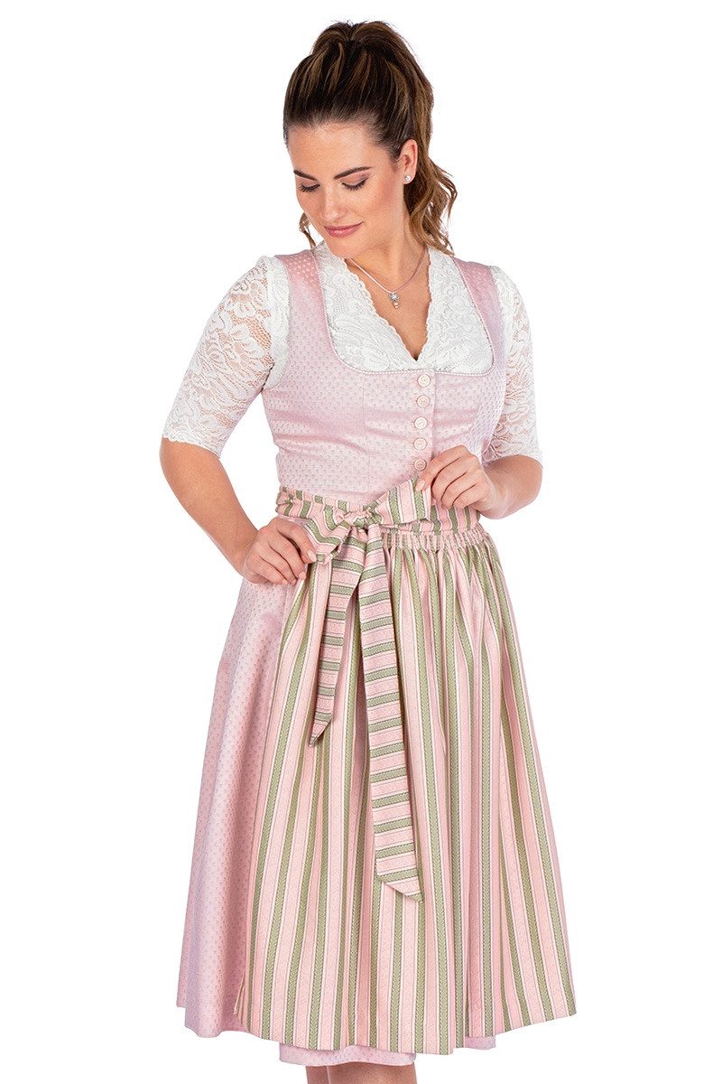 Dirndl Midi Dirndl 2tlg. - PILLERSEE - rosé/lindgrün