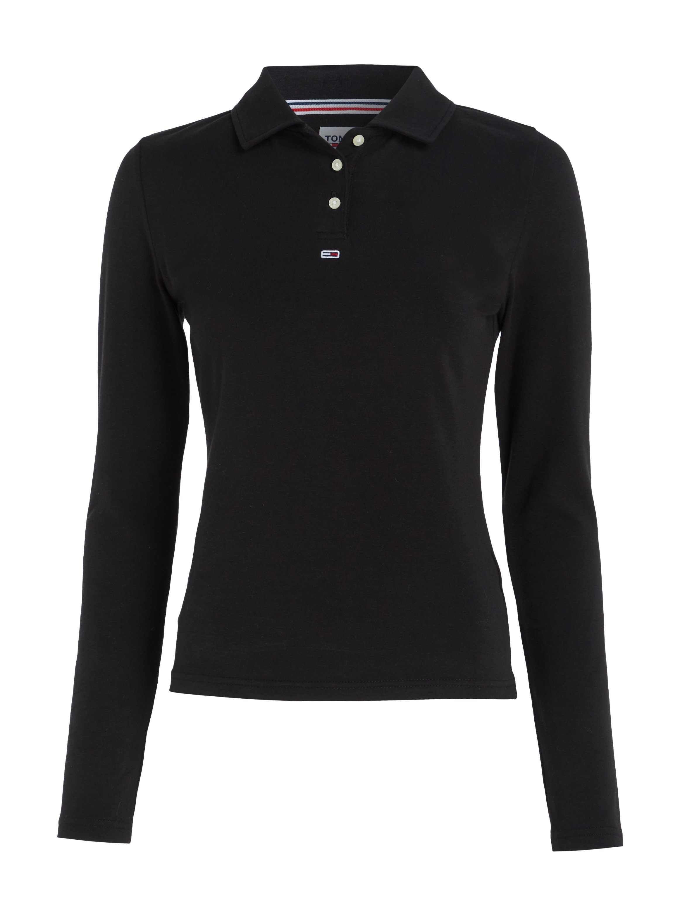 Tommy Jeans Poloshirt TJW BBY mit ESSENTIAL Jeans Black Tommy POLO Markenlabel LS