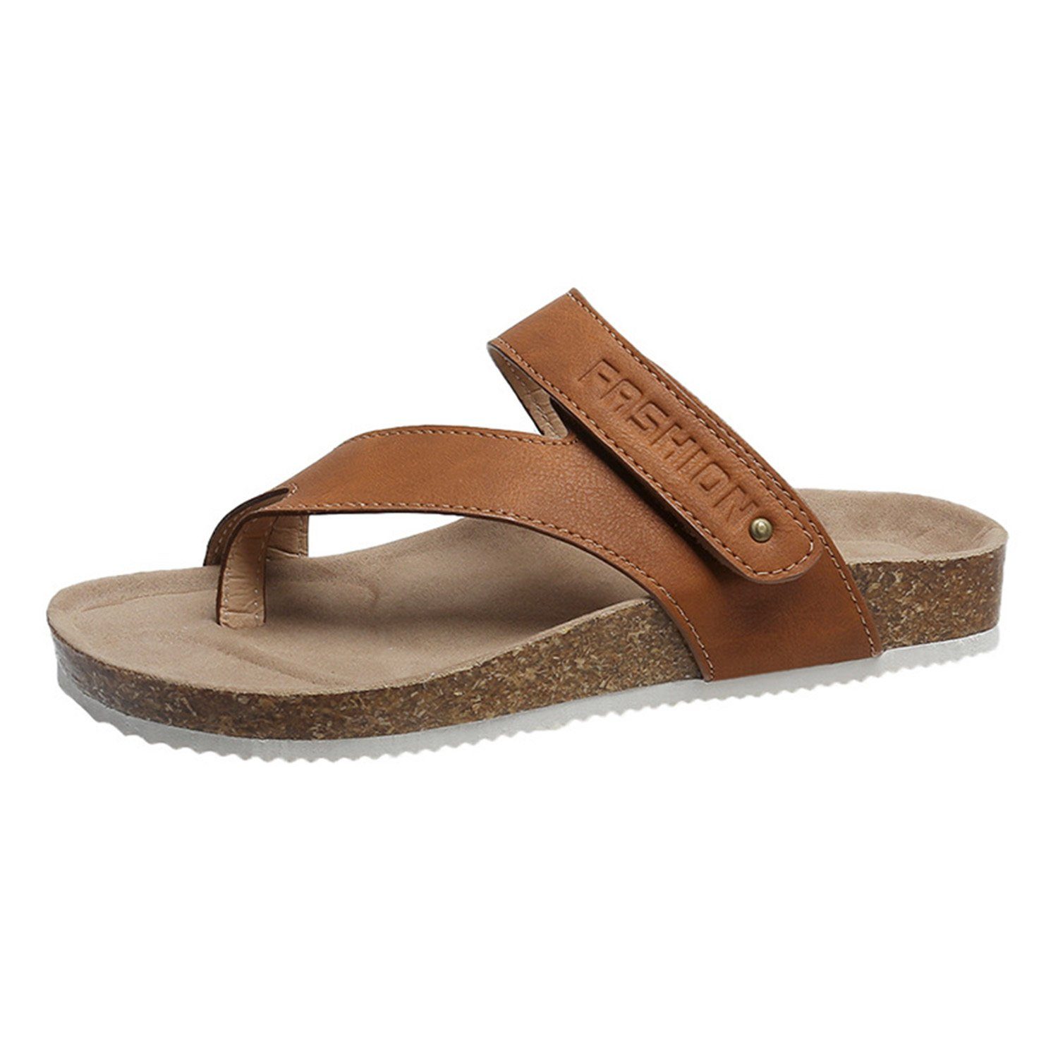 MAGICSHE Sandalen Sommer Kork, Braun Flip Pantoletten Zehentrenner Zehentrenner Flops mit Komfort Damen (1-tlg)