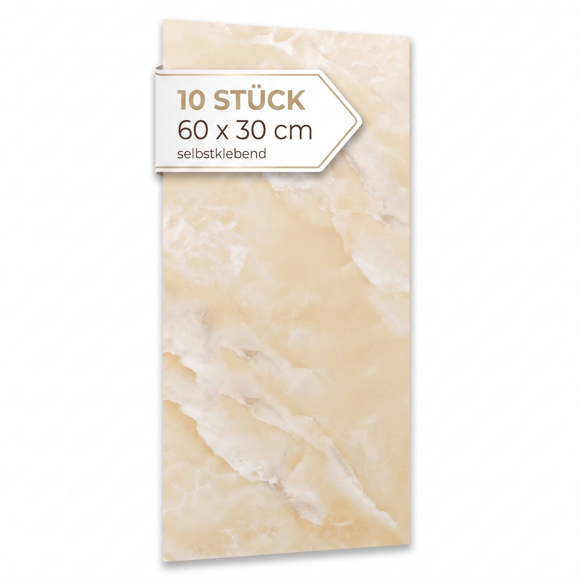Dalsys Wandpaneel Wandverkleidung selbstklebend aus PVC, BxL: 30x60 cm, (60x30cm Marmoroptik Zitronengelb, 10-tlg., flexible Wandverkleidung Badezimmer wasserfest) 2,3mm Materialstärke, Spritzschutz Küchenrückwand