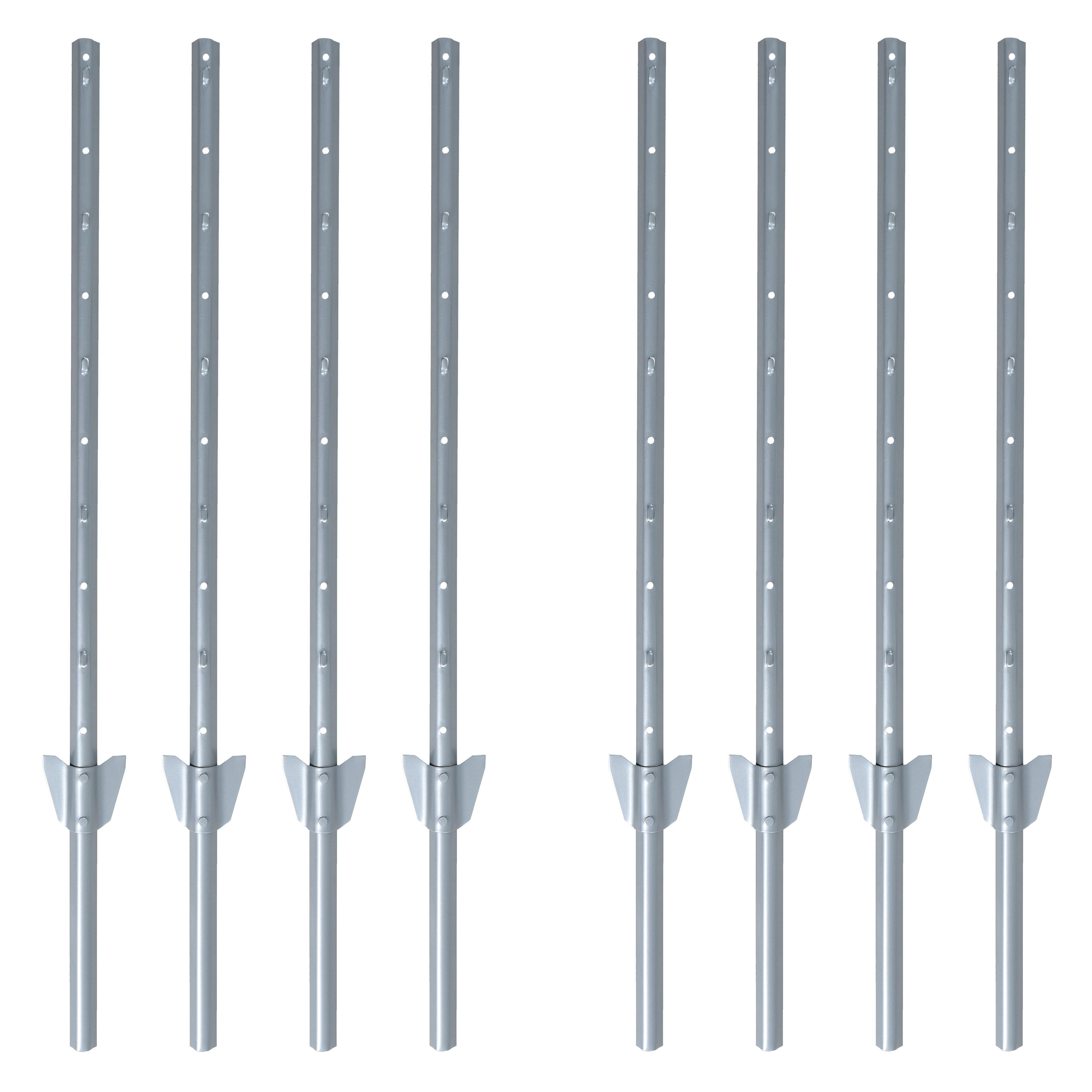 ESTEXO Zaunpfosten Zaunanker Erdanker 187 cm 8er Set Zaunhalter Pfostenset Pfosten Gra