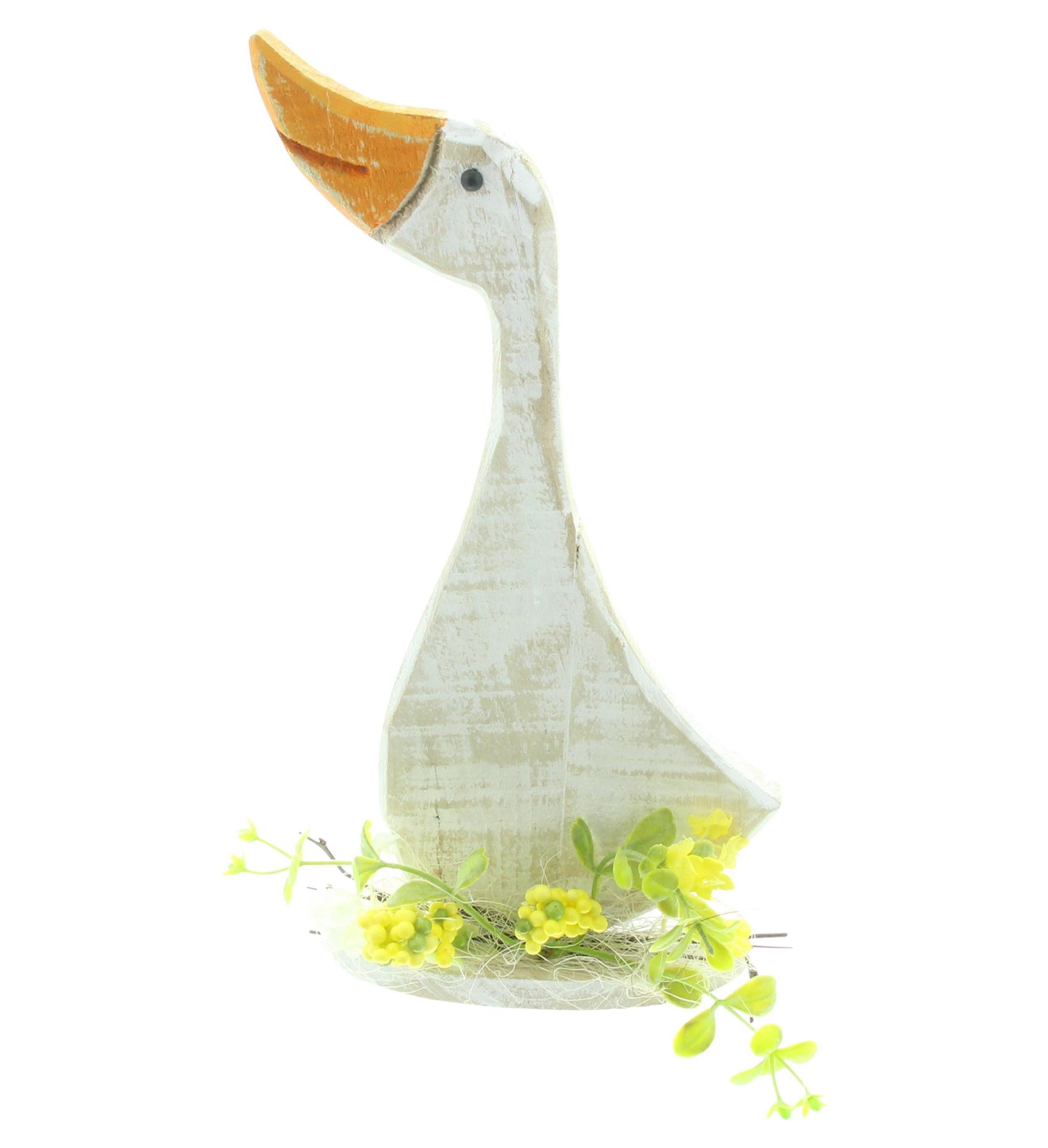 Dekofigur Dekofigur Frühlingsgans Holz weiß Shabby Look 29cm – Osterdeko