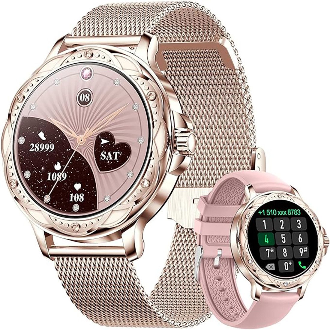 IVSO Smartwatch, Fitness Tracker Uhr, Damen Herren Smartwatch (Fitnessuhr mit Telefonfunktion 1,2