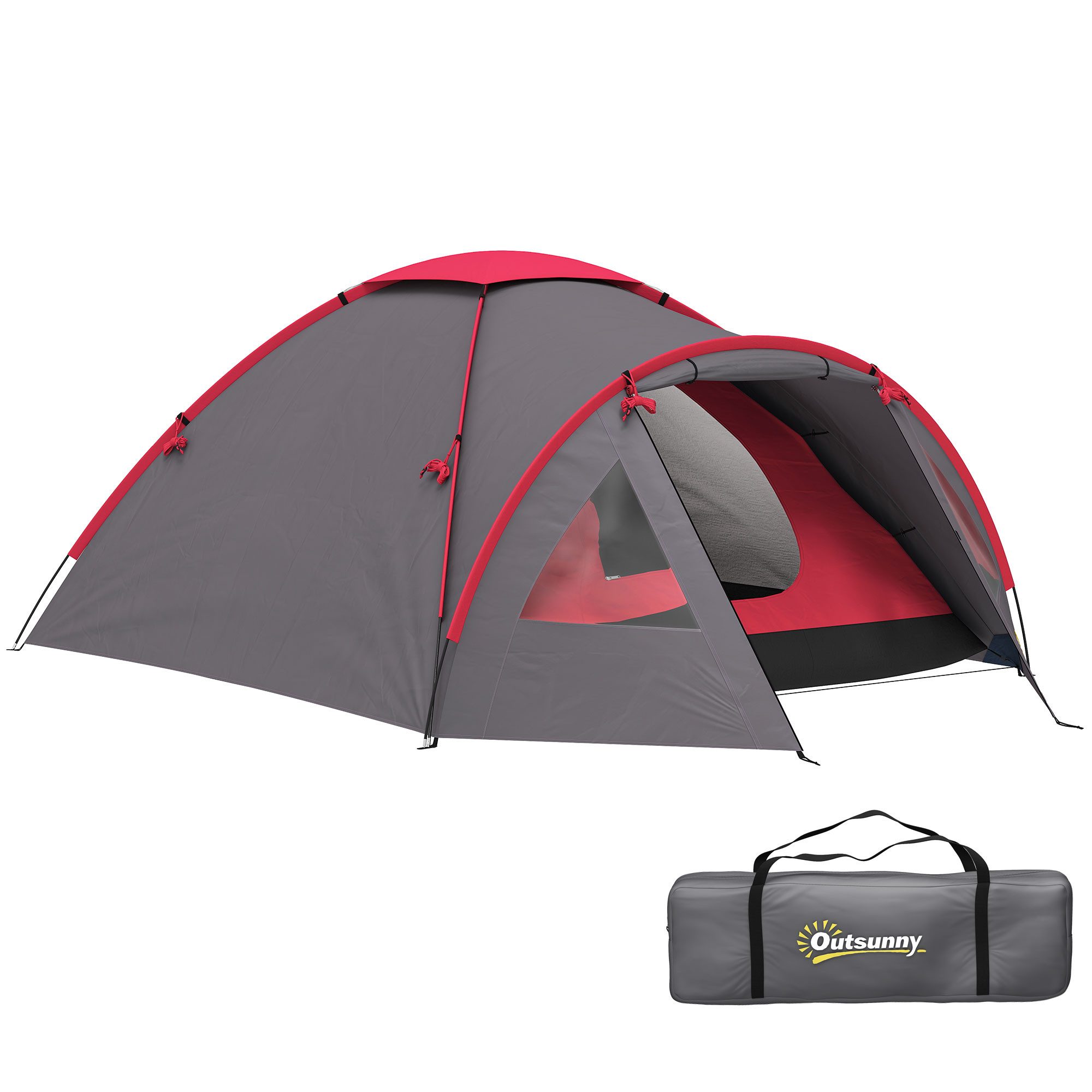 BlingBin Kuppelzelt Campingzelt für 2 Personen leicht, stabil wasserdicht UV 50+, Personen: 2 (1er Set, 1 tlg., 315cm x 215cm x 130cm), Bodenplane Familienzelt mit 3000mm Wassersäule Zelt für Camping