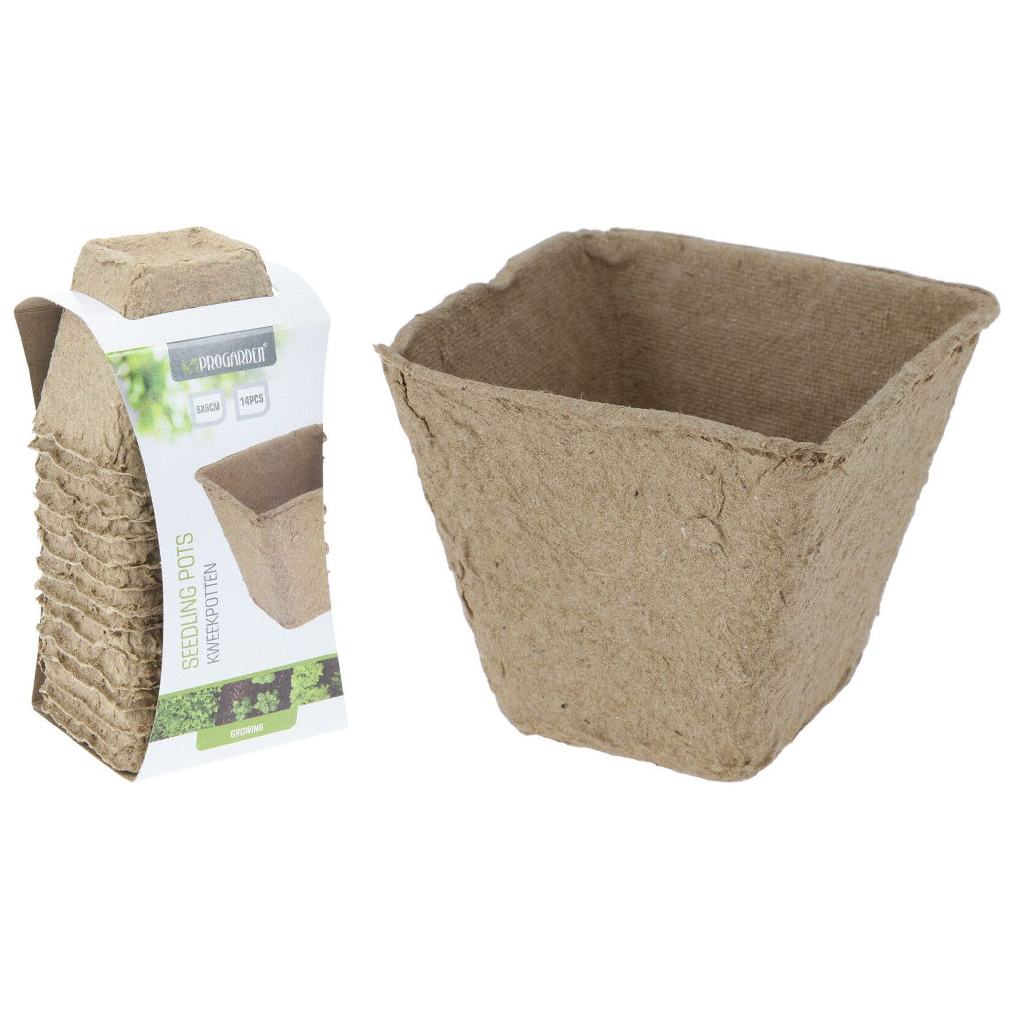 Progarden Anzuchttopf, Anzuchttöpfe eckig 6x6cm Pappe - biologisch abbaubar 14 Stück