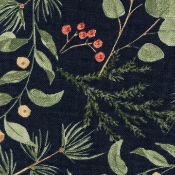 SCHÖNER LEBEN. Tischdecke Weihnachtstischdecke Aquarell Berry Branch dunkelblau div. Größen, handmade