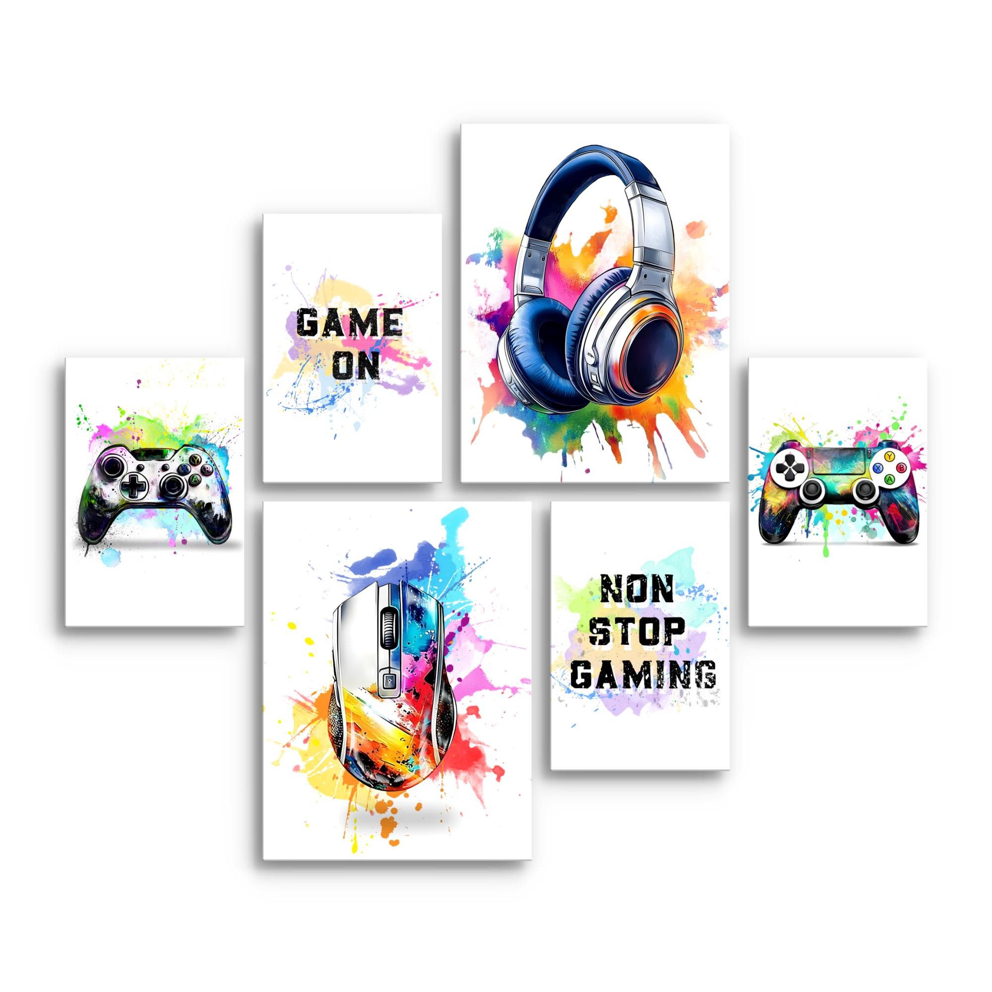 Novart Wandbild Gamer Bunt, Weißer Hintergrund günstig online kaufen