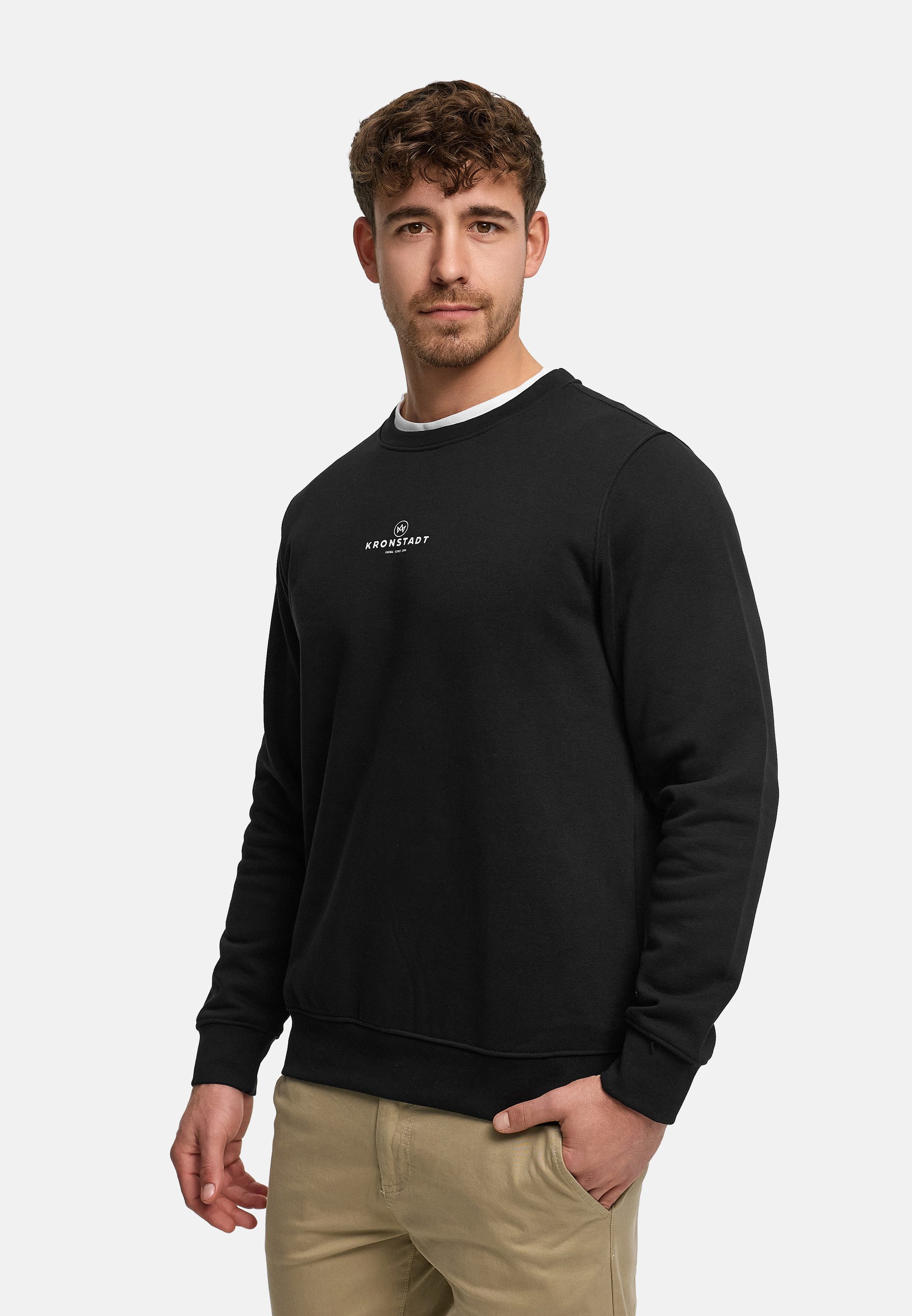 Kronstadt Sweater Herren KSLars Printsweater Sweatshirt Herrenpulli (Sweatshirt) Crewneck mit dezentem Logoprint auf der Brust