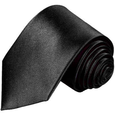 Paul Malone Krawatte »Herren Seidenkrawatte Schlips modern uni satin 100% Seide« Schmal (6cm), schwarz 952