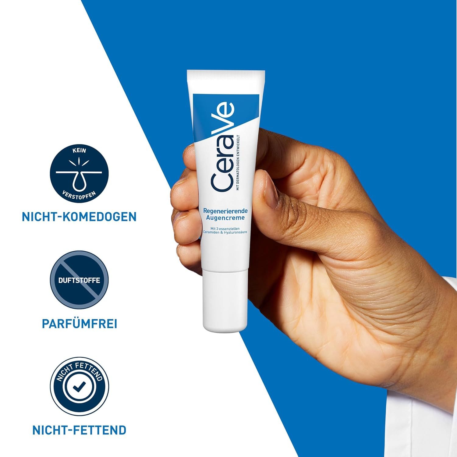 CeraVe Augencreme gegen Augenringe und Schwellungen, Mit Hyaluron und 3 essenziellen Ceramiden, Regenerierende Augencreme