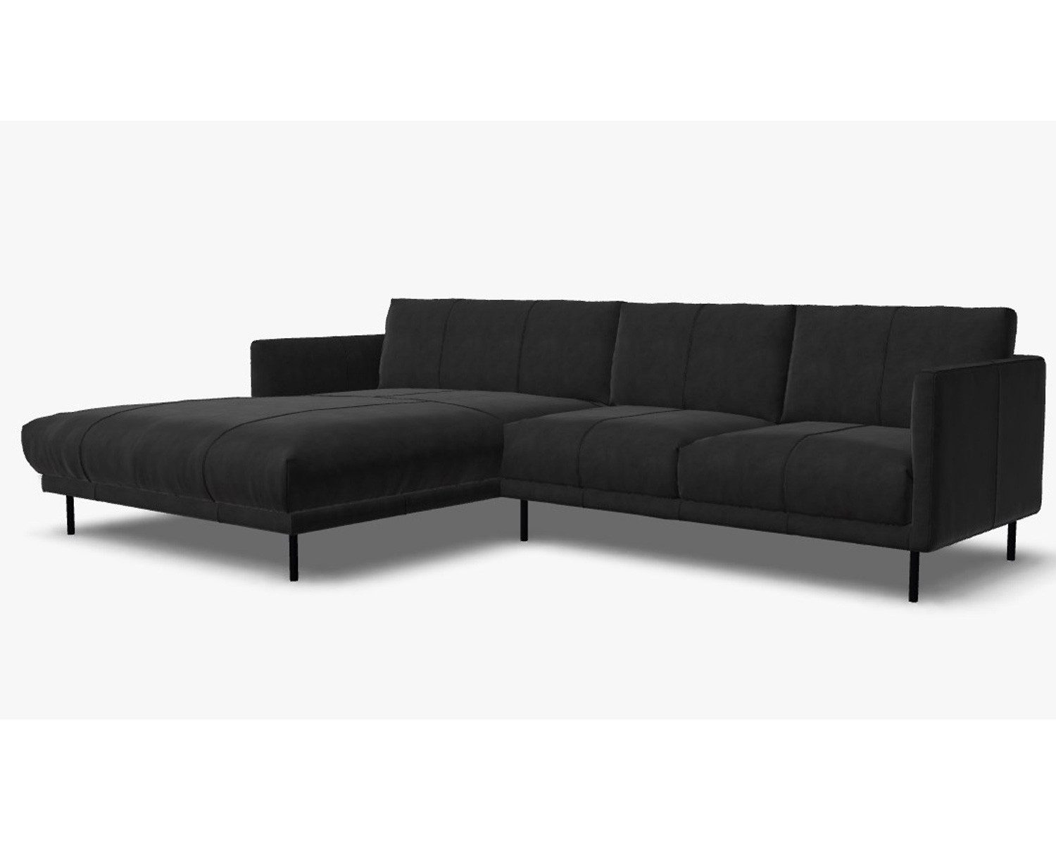 Rolf Benz Ecksofa Ecksofa Rolf Benz freistil 133 Ottomane links Leder schwarz, Echtes Leder