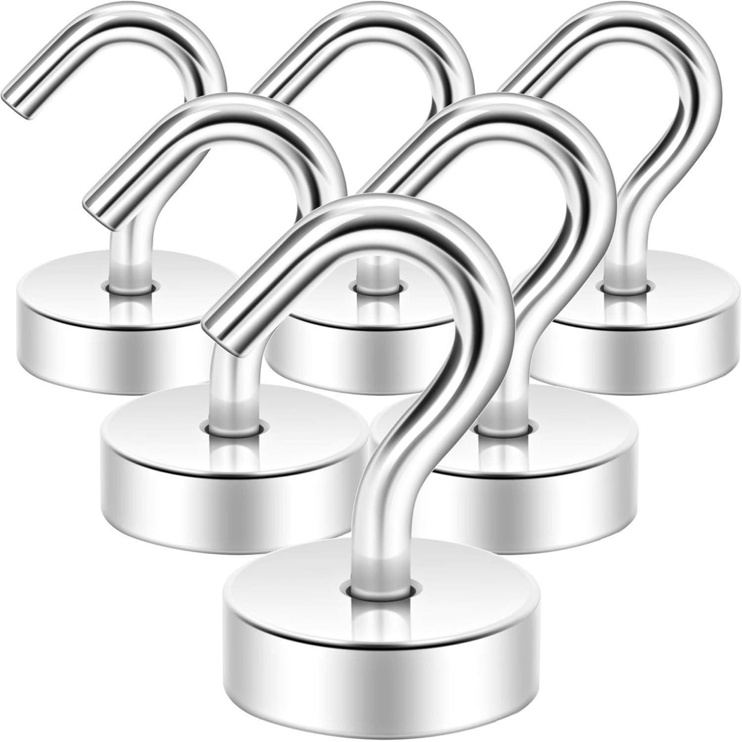 LuxusKollektion Magnethalter Magnet Haken Neodym stark Werkstatt Grill 12kg Magnethaken Silber