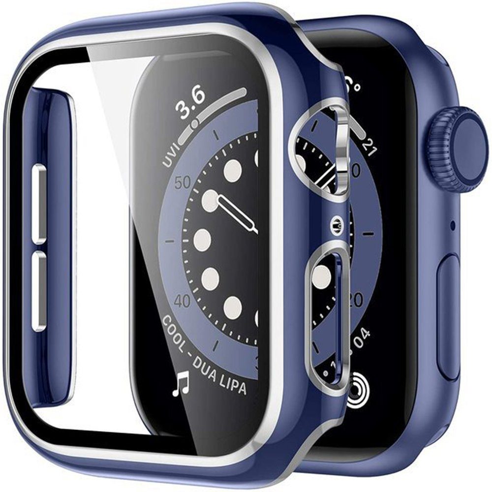 GelldG Uhrenetui Hülle mit Displayschutz kompatibel mit Apple Watch Series 7/6/SE/54321 Blau | Uhrenboxen
