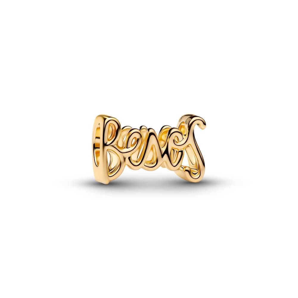 Charm-Einhänger PANDORA Moments Slide-Charm Besos, IP Gold