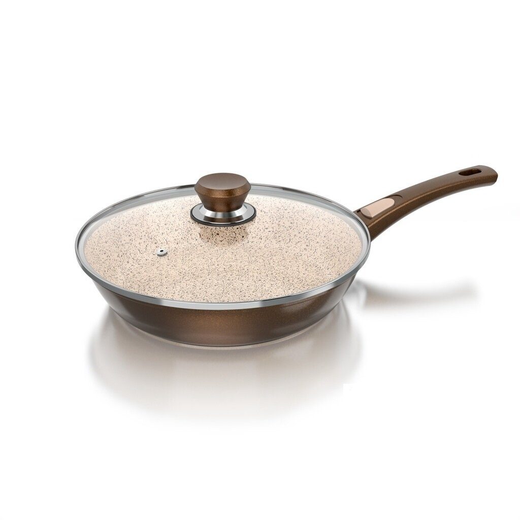 Genius Pfannen-Set Genius Cerafit Granit Pfanne Ø28 mit Glasdeckel Keramikpfanne, Edelstahl; Keramik