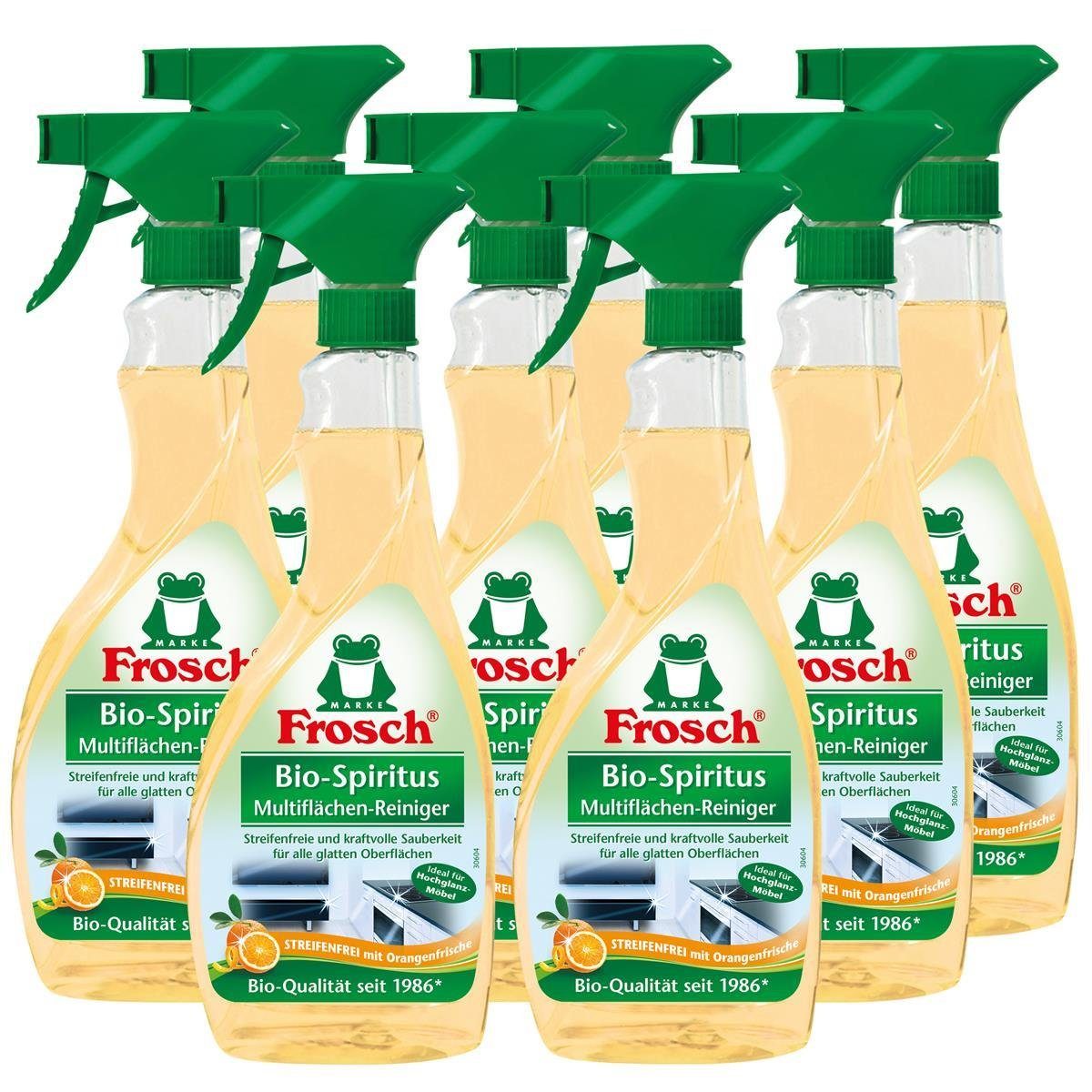 FROSCH 8x Frosch Orangen Multiflächen-Reiniger Sprühflasche 500 ml Glasreiniger