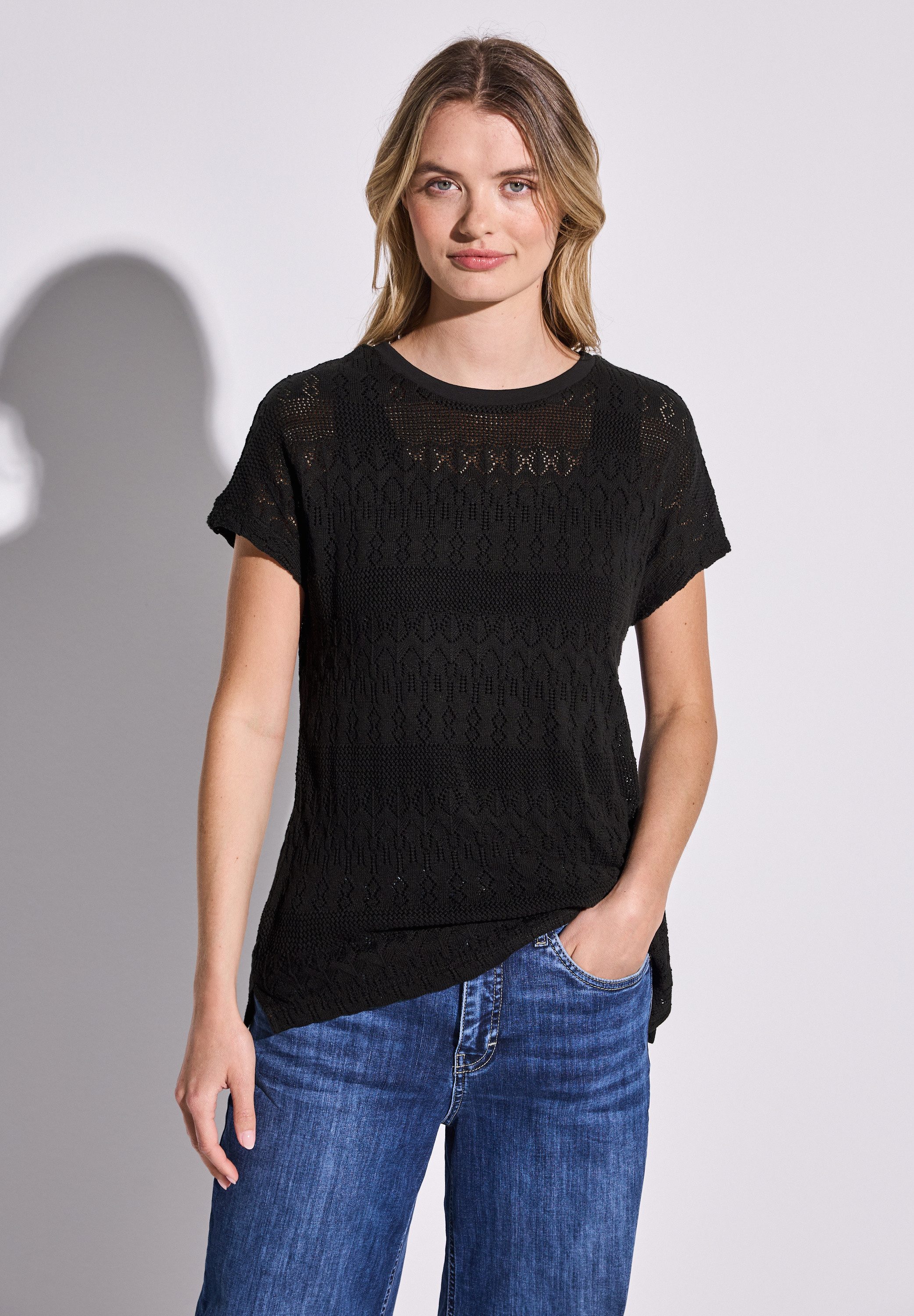 STREET ONE T-Shirt im angenehmen Materialmix