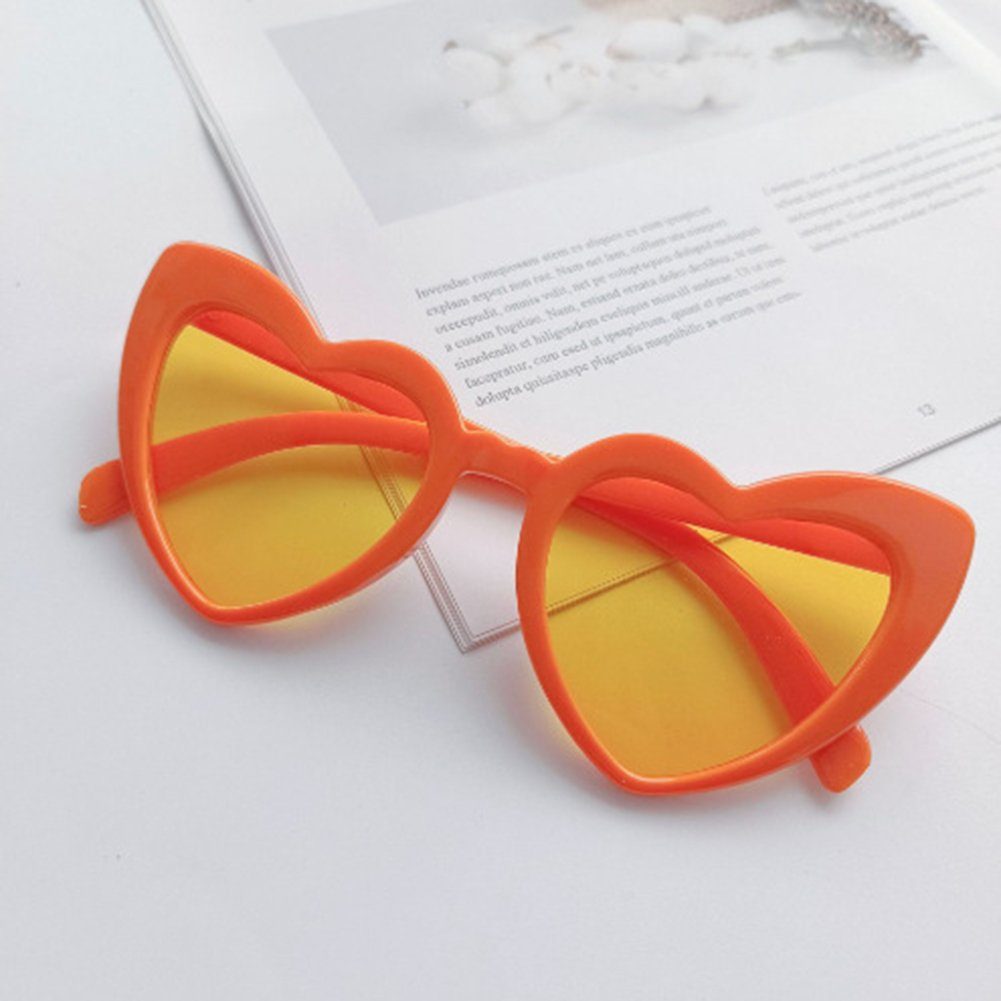 Blusmart Retrosonnenbrille In Herzform, Damen-Sonnenbrille Vintage-Stil, orange Blendfrei