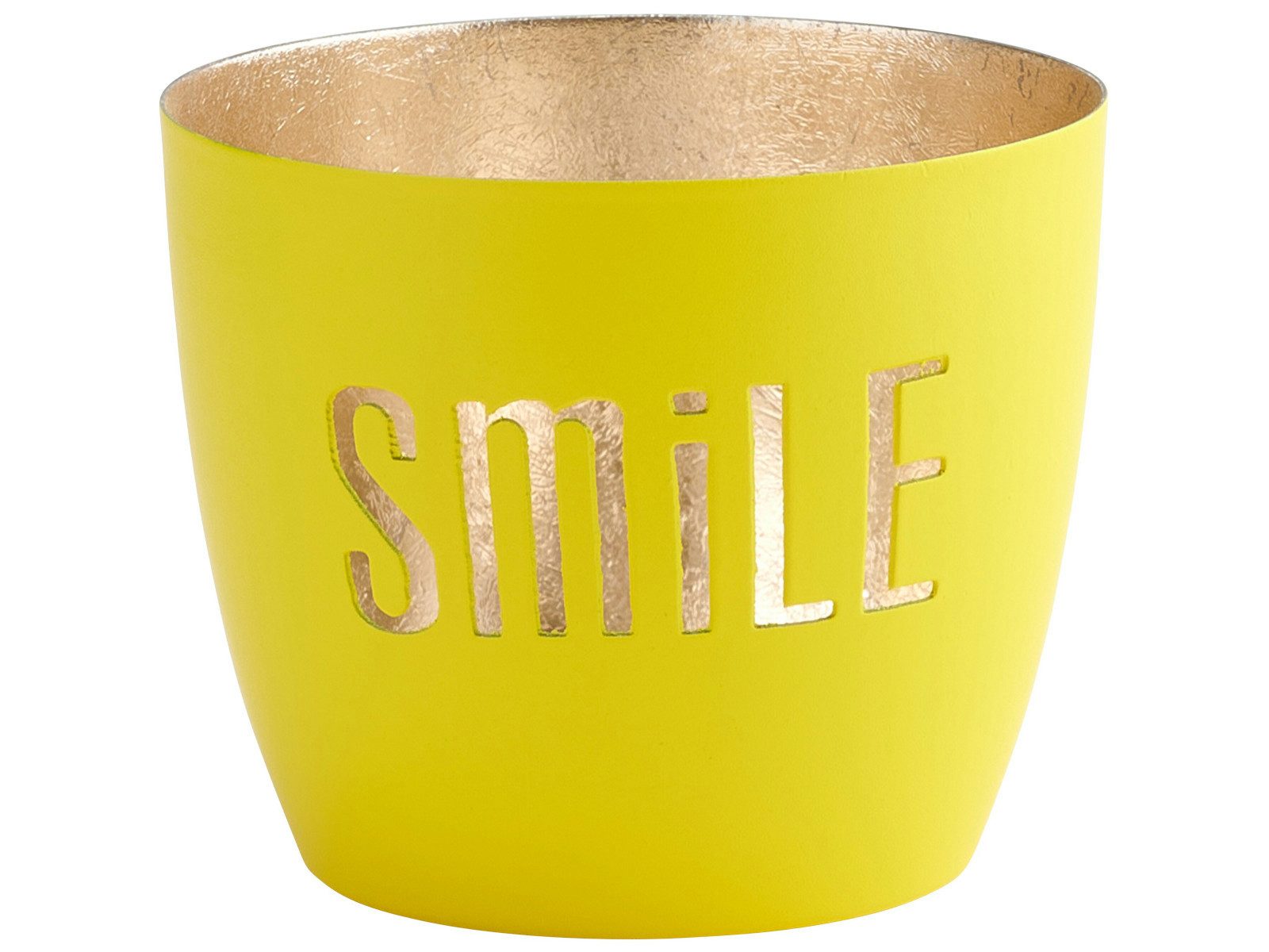 Giftcompany Windlicht Madras Windlicht M Smile neon gelb/gold 8,5cm günstig online kaufen
