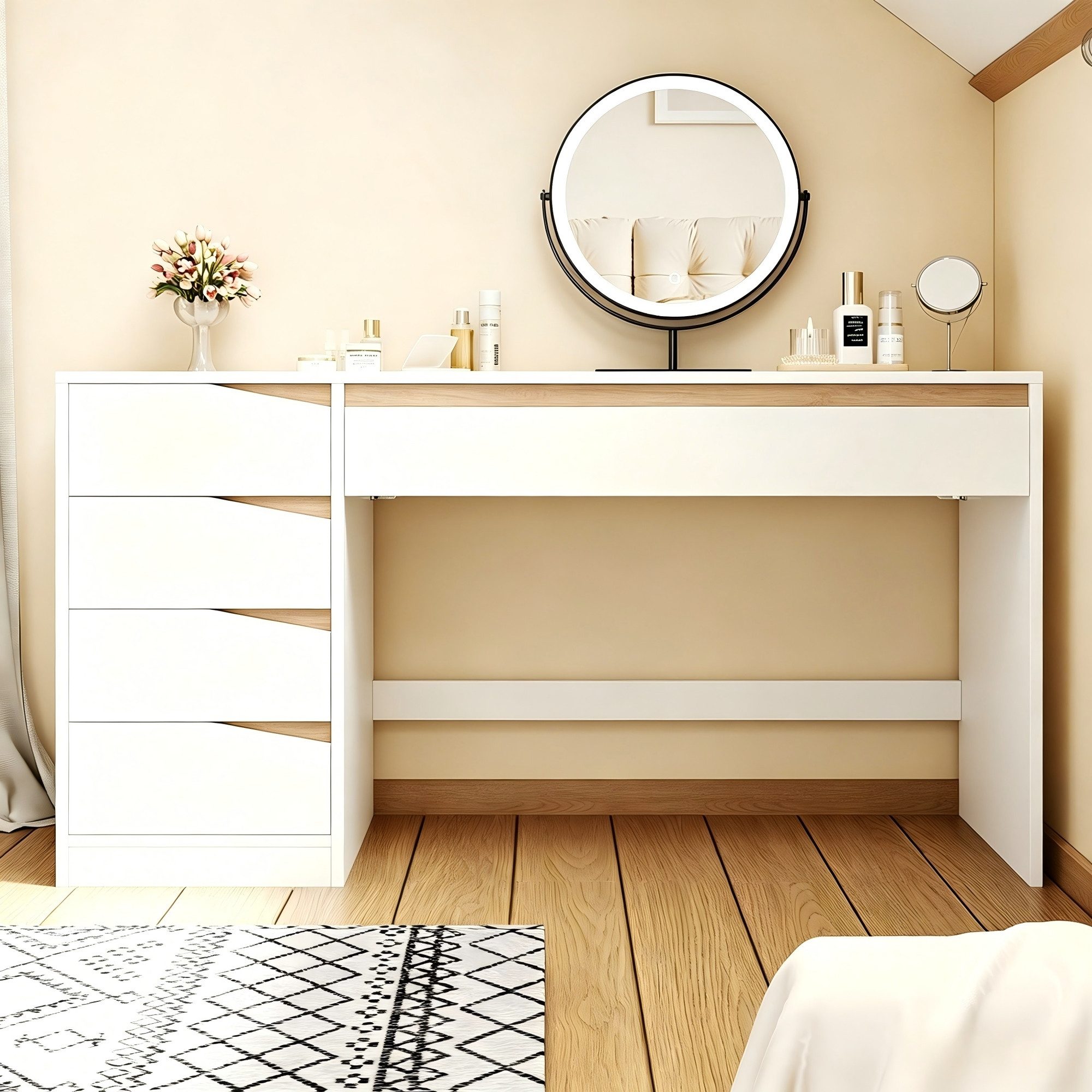 BlingBin Schreibtisch Mit 5 Schubladen,moderner Computertisch mit extra großer Arbeitsfläche (1er Set, 1-St., 140x50x78 cm), und viel Stauraum, Bürotisch für Homeoffice und Arbeitszimmer