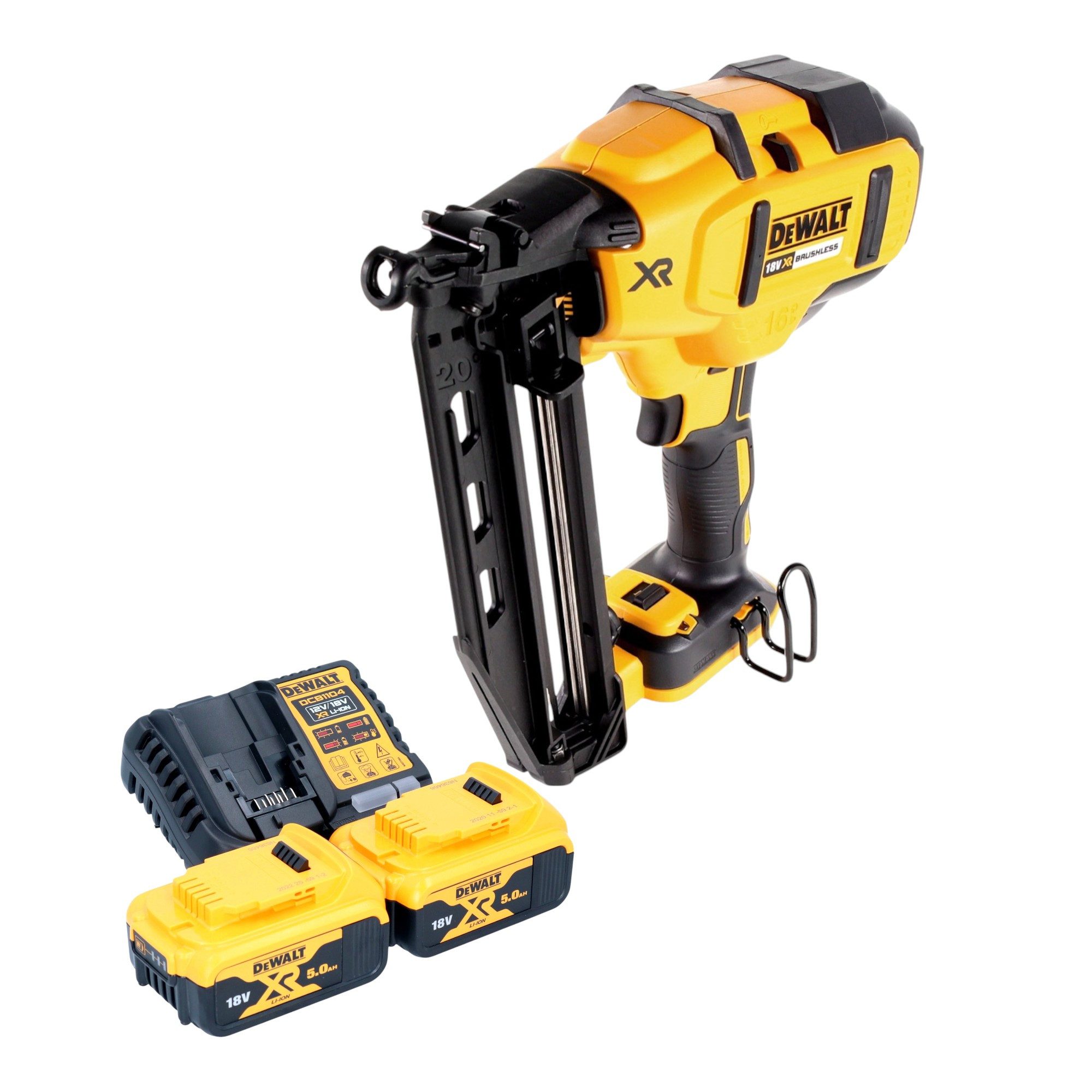 DeWalt Druckluft-Nagler DCN 660 P2 Akku Nagler 18V 32 - 63 mm Brushless + 2x Akku 5,0 Ah