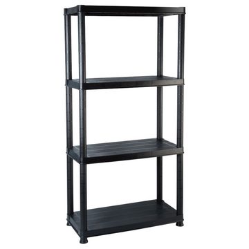 vidaXL Ablageregal Lagerregal 4-Tier Schwarz 61x30,5x130 cm Kunststoff, 1-tlg.