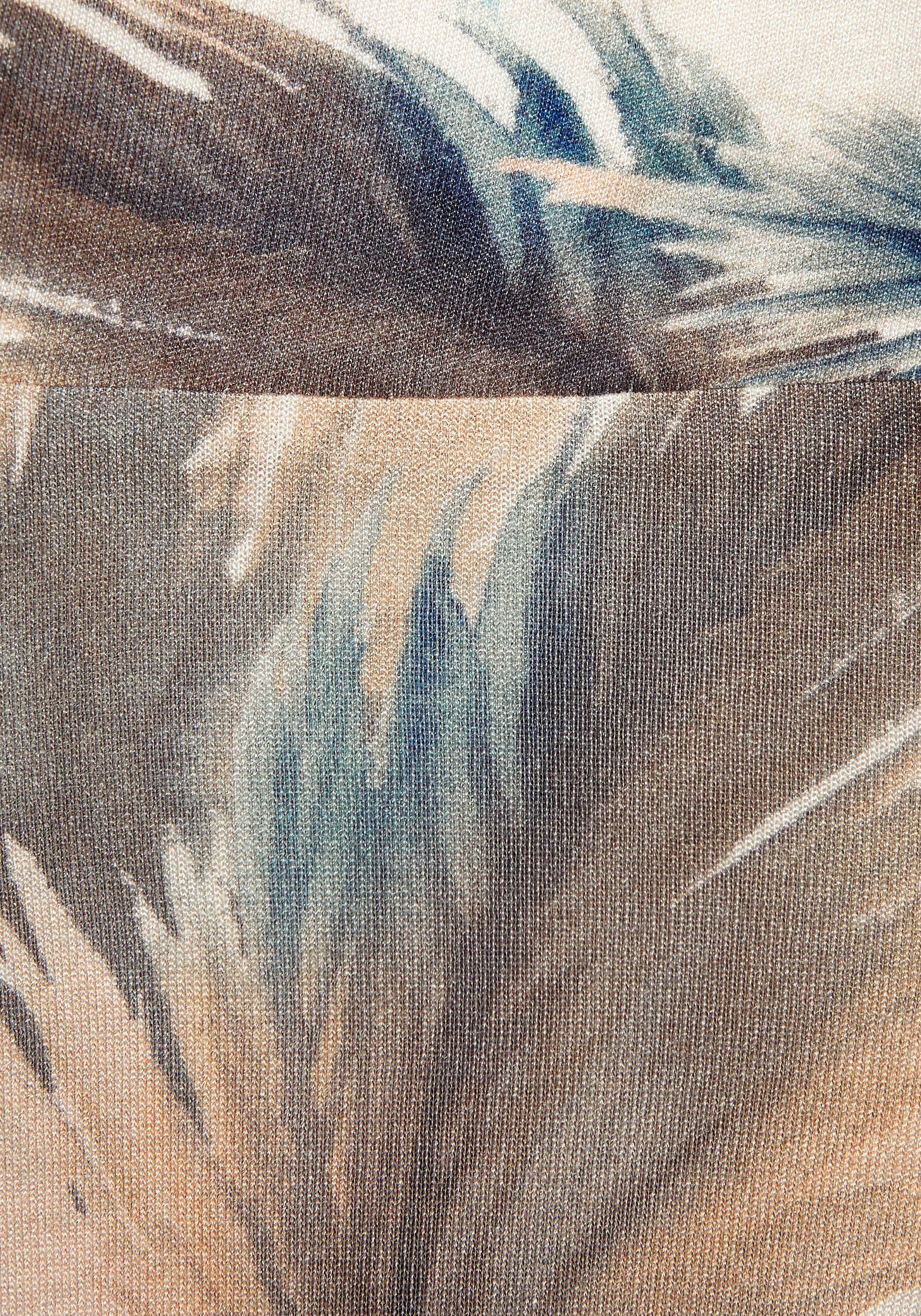 Buffalo Maxirock aus Viskosejersey, langer Sommerrock mit Alloverdruck und Schlitz