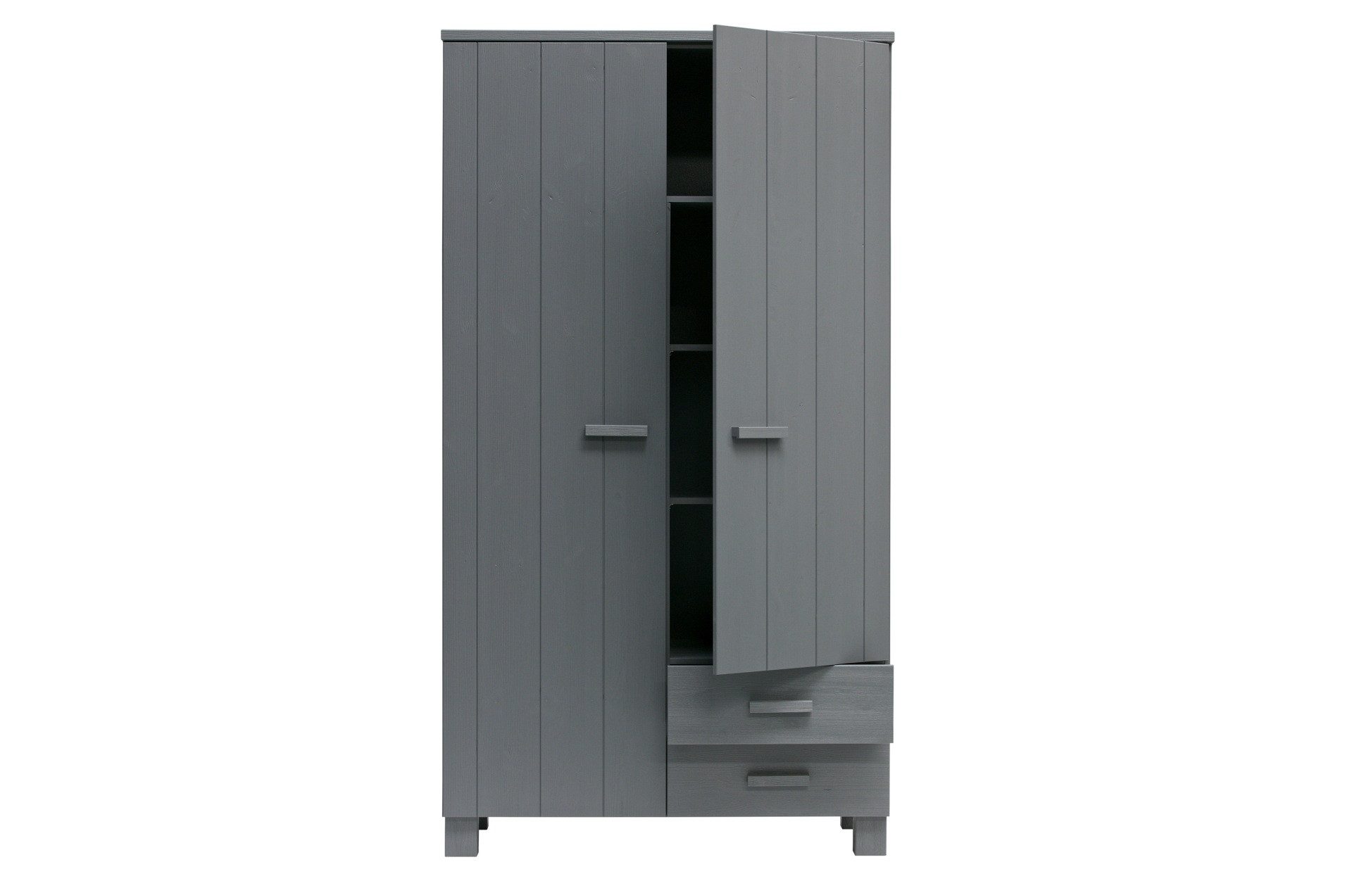 WOOOD Kleiderschrank Dennis aus Kiefernholz, Dunkelgrau