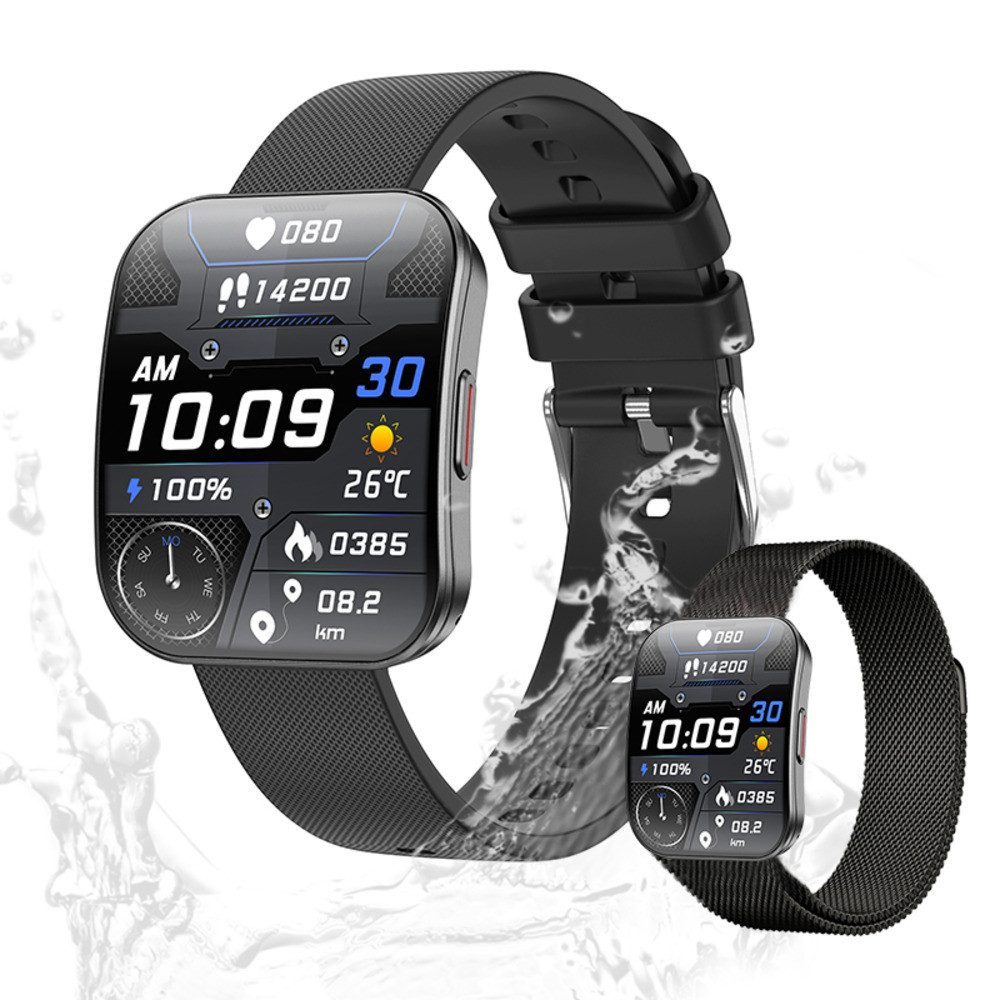 Valdus Damen's Elegant IP68 Wasserdicht 230mAh Fitness-Tracker Smartwatch (1.85 Zoll, Android/iOS), Elegante LuxusArmbanduhr mit Telefonie Fitness & Gesundheitsfunktionen