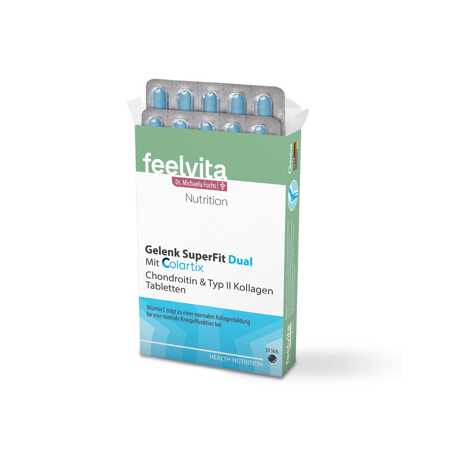 Genius Feelvita Nutrition Gelenk SuperFit Dual 30 Tabletten, 1 - Monatsvorrat à, Vitamin C, Mangan und Kupfer