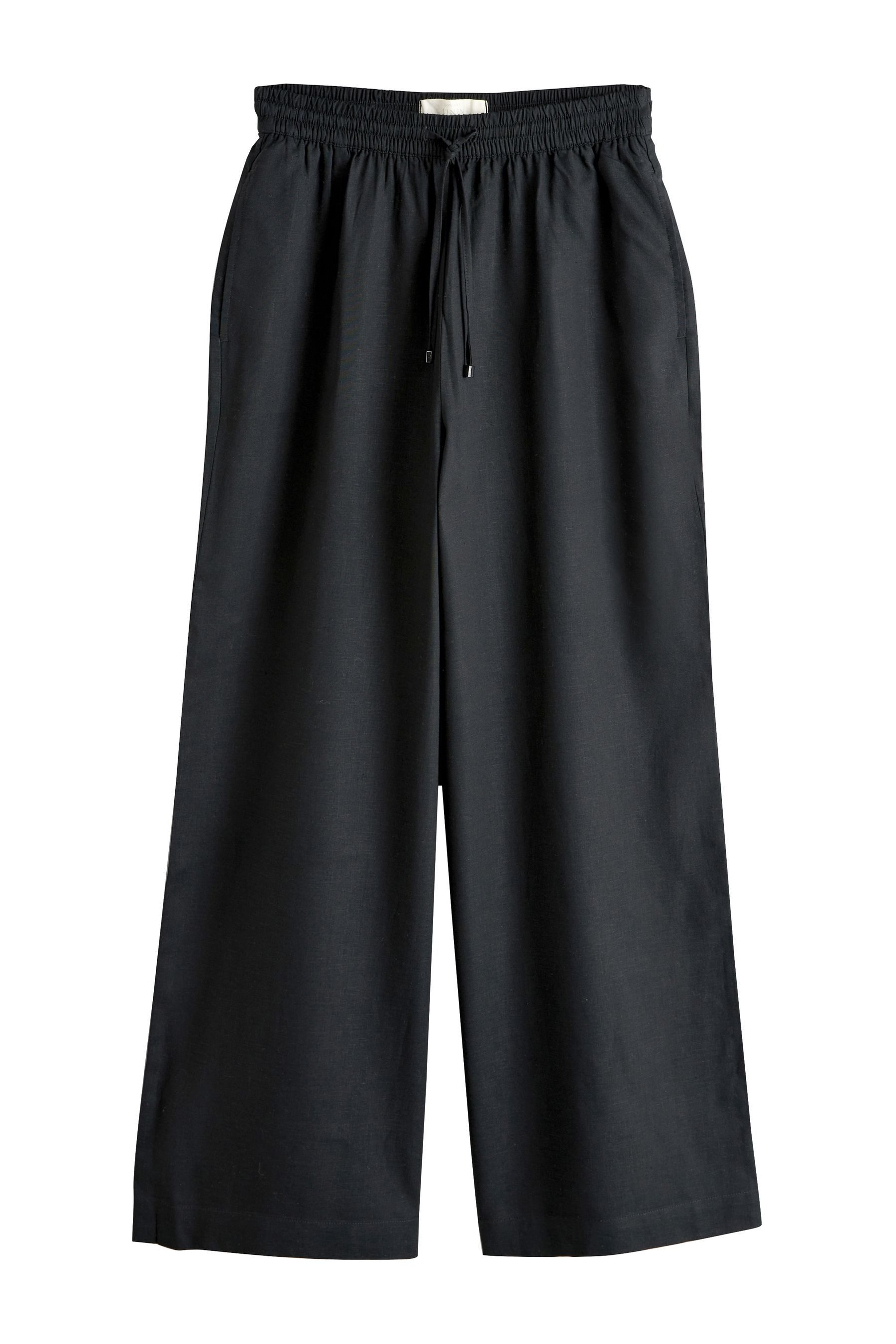 Palazzohose Schlupfhose mit weitem Bein und Leinen, Kurzgröße