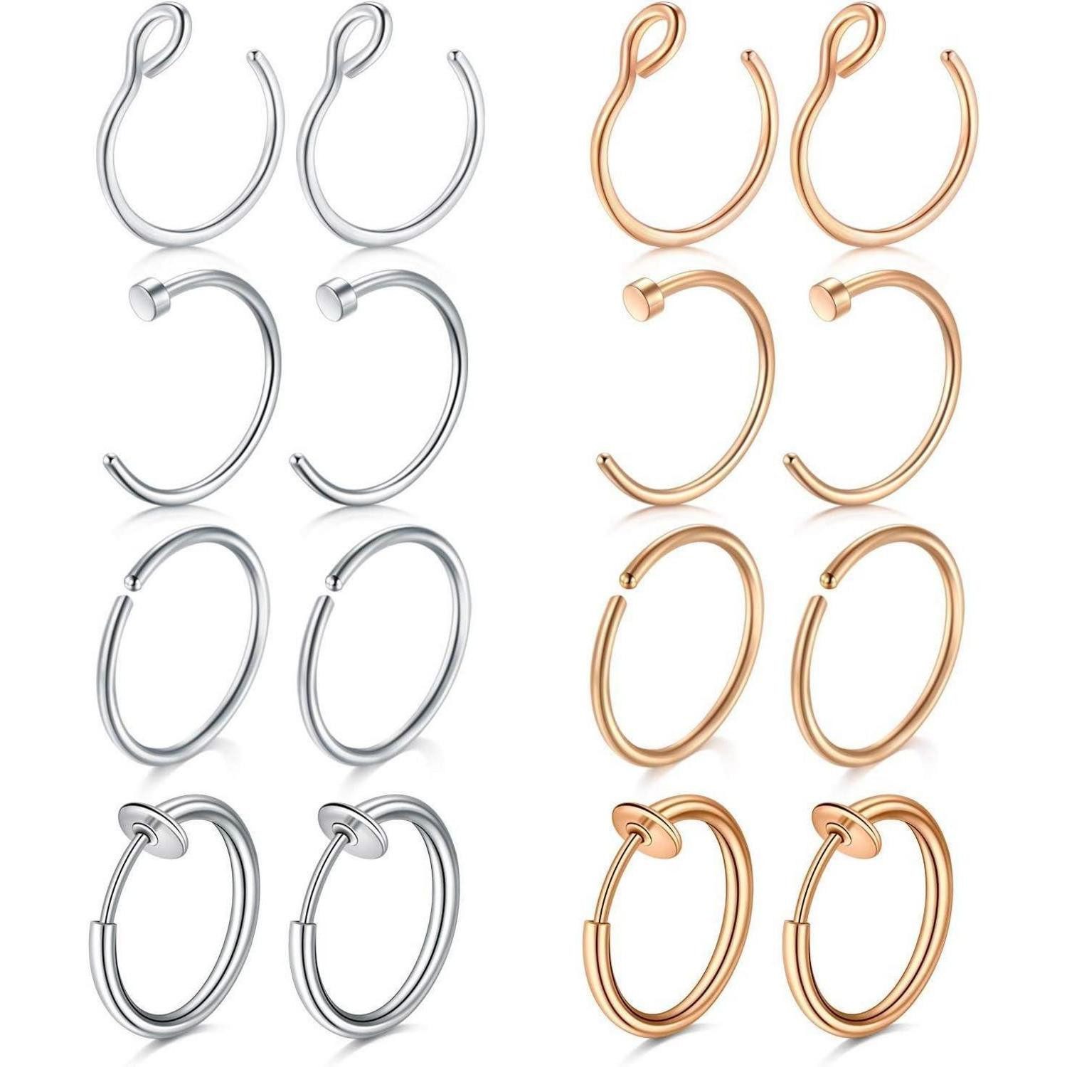 Mayhoop Nasenpiercing-Set Nasenpiercings Fake Lippenpiercings Edelstahl 18G günstig online kaufen