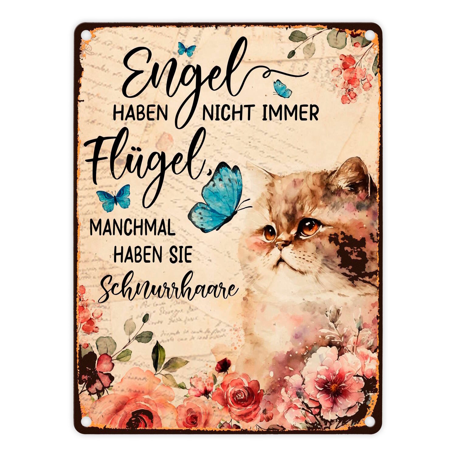 Metallschild Katzen sind Engel Metallschild in 15x20 cm mit Spruch für