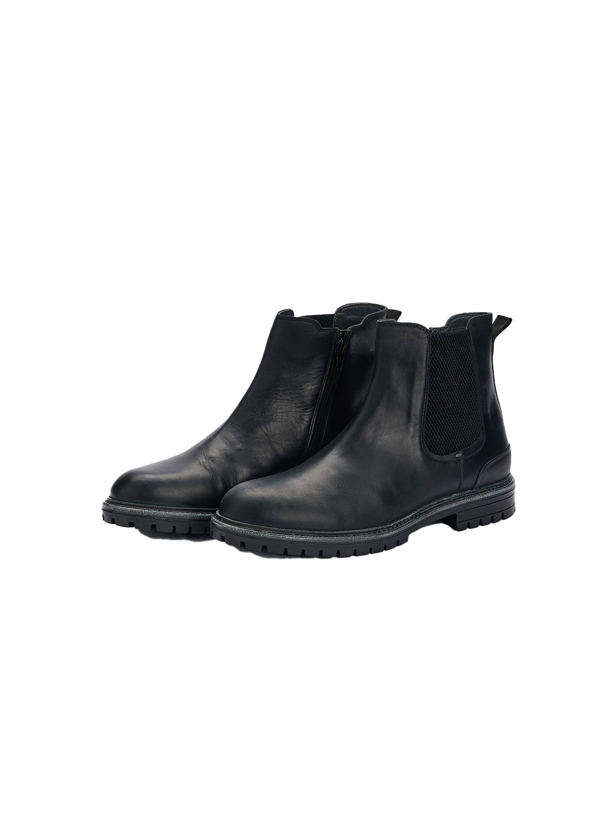 emilio adani Herren Boots mit Reißverschluss, Schwarz Schnürboots