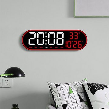 yozhiqu Wanduhr Große LED-Digital-Wanduhr, Temperatur- und Datumsanzeige (Elektronische Wanduhr mit Fernbedienung, fünf Helligkeitsstufen)