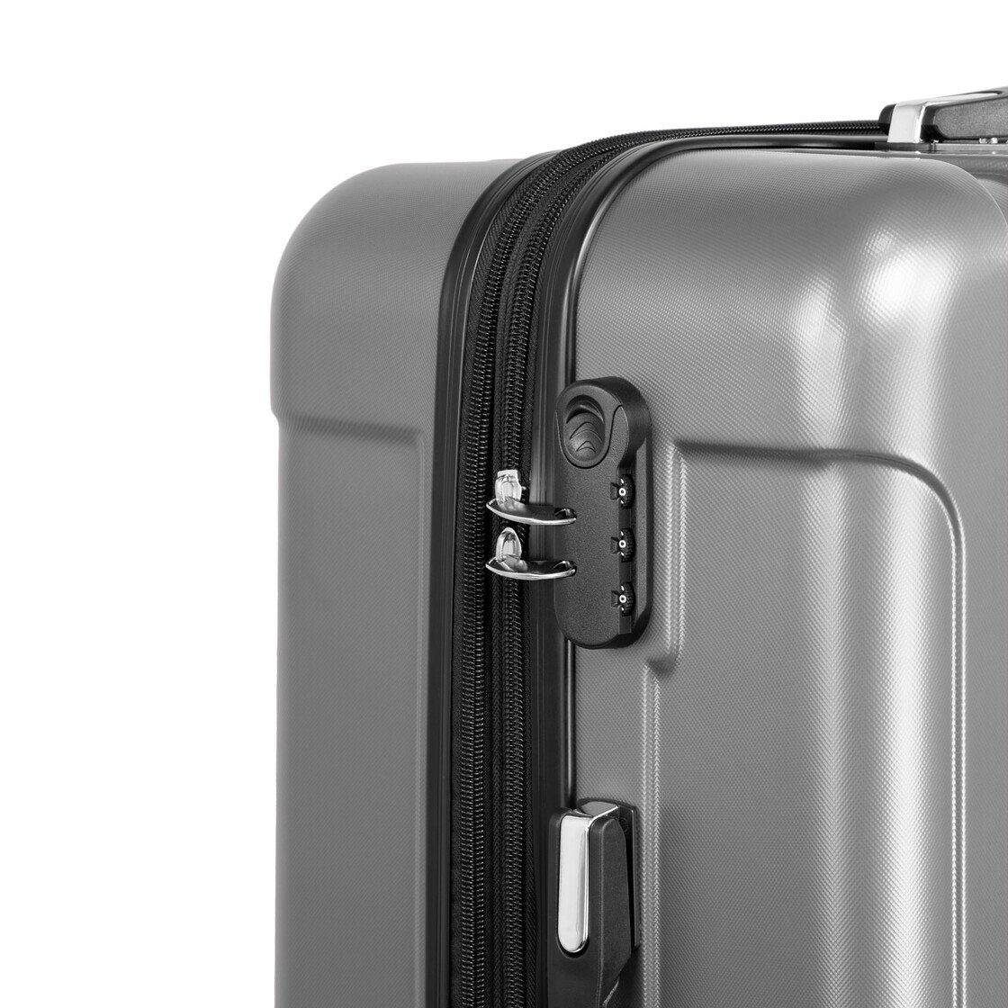 Hartschalen-Trolley Valis Hartschalen-Trolley »Valis Hartschalen-Trolley »Valis Reisekoffer M-L-XL ABS Hartschalenkoffer 4x Doppelrollen, drehbar um 360° mit Qualitäts-Zahlenschloss