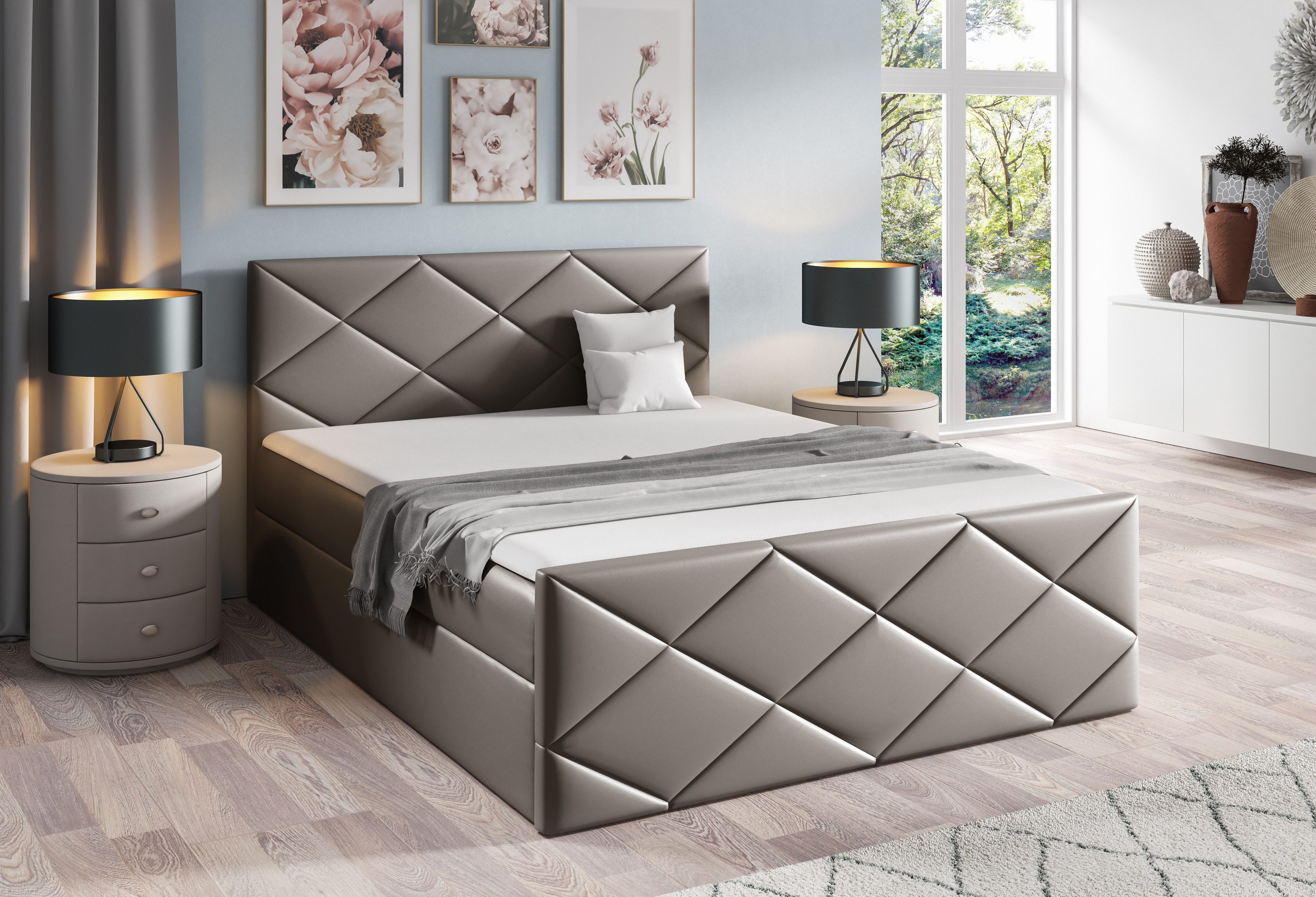 Schlaffabrik Boxspringbett HERKULES (Madryt 990), inkl. Matratze, Topper, Stauraum