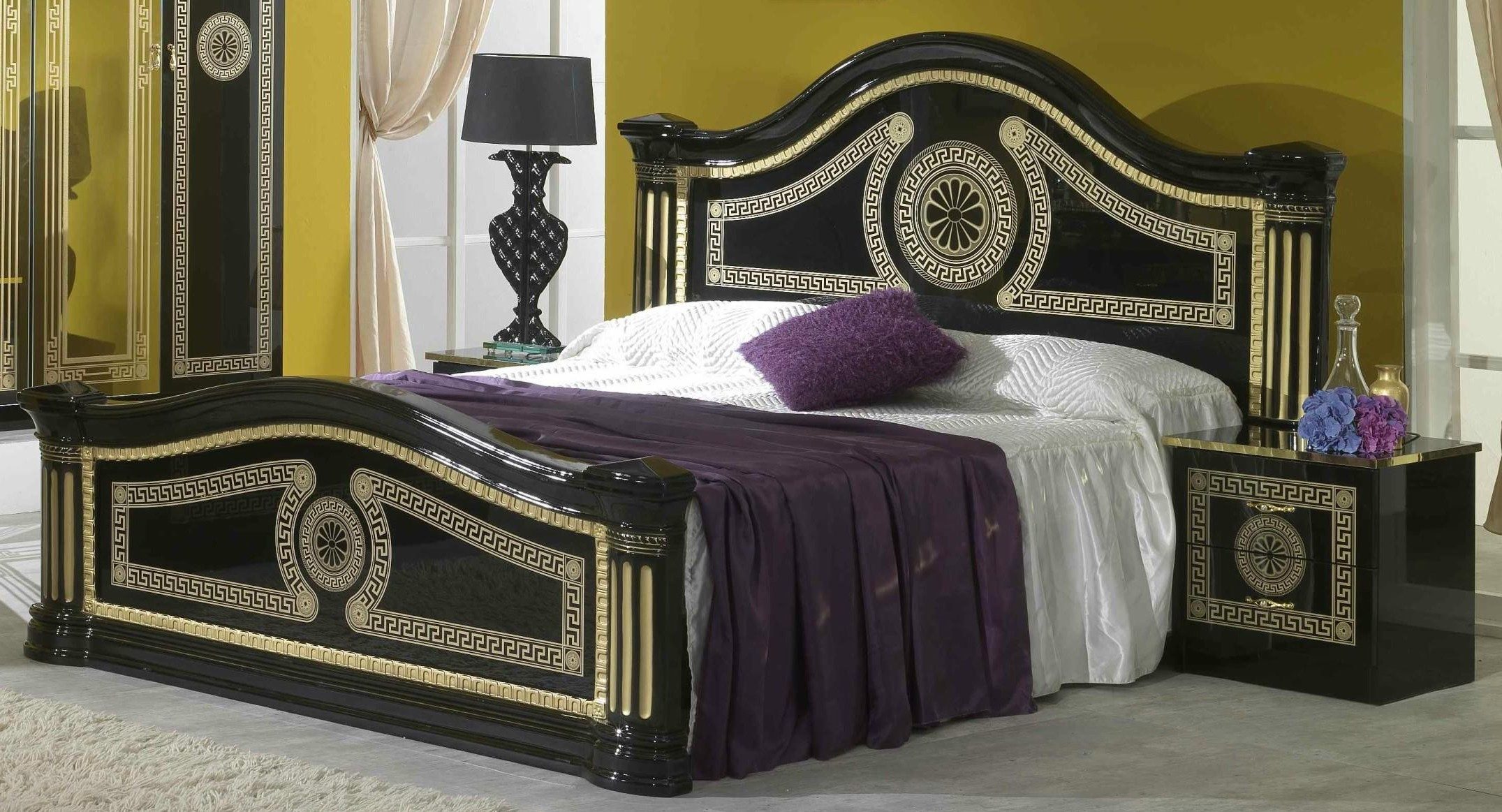 Xlmoebel Schlafzimmer-Set 3tlg. Bett mit 2 Nachttischen im klassischen Luxusdesign, (3-tlg), Made in Europa